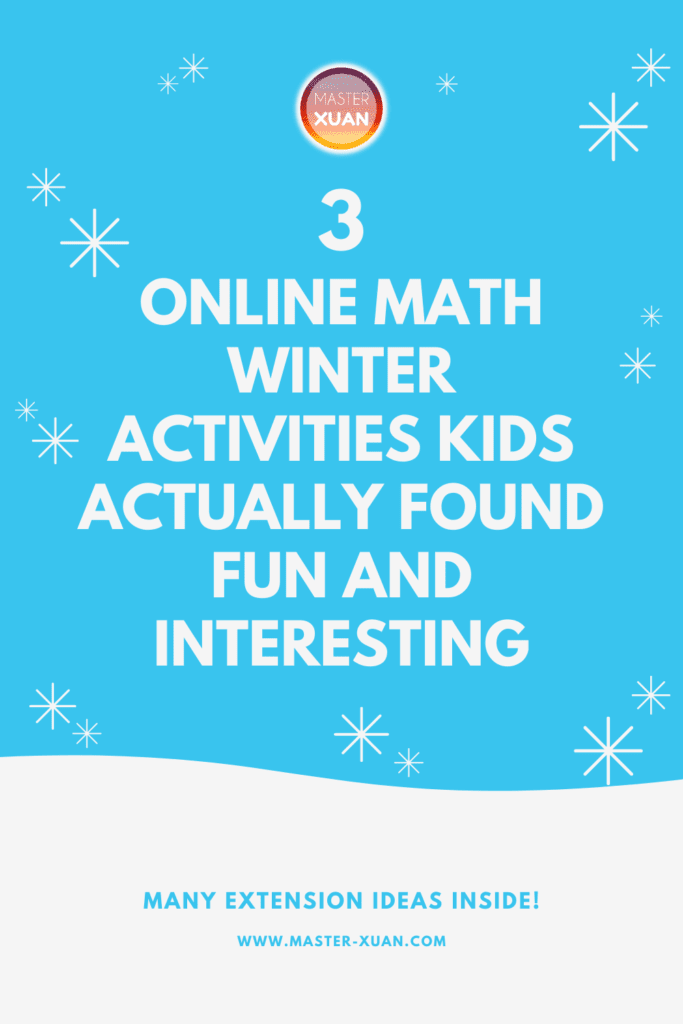 3 online math winter activities kids actually found fun and interesting with a blue sky and snowing background