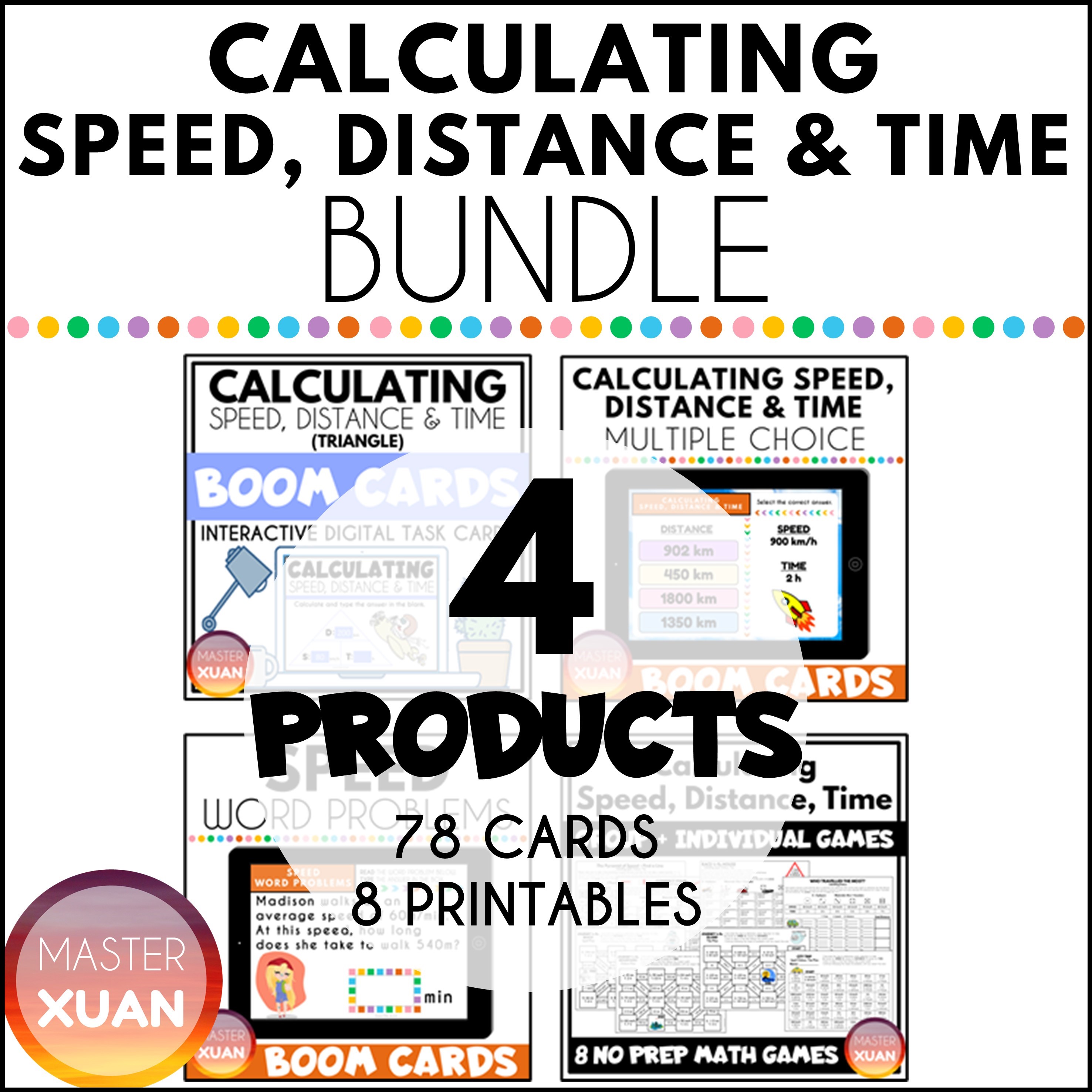 calculate speed distance and time is a bundle of 4 math resources involving speed