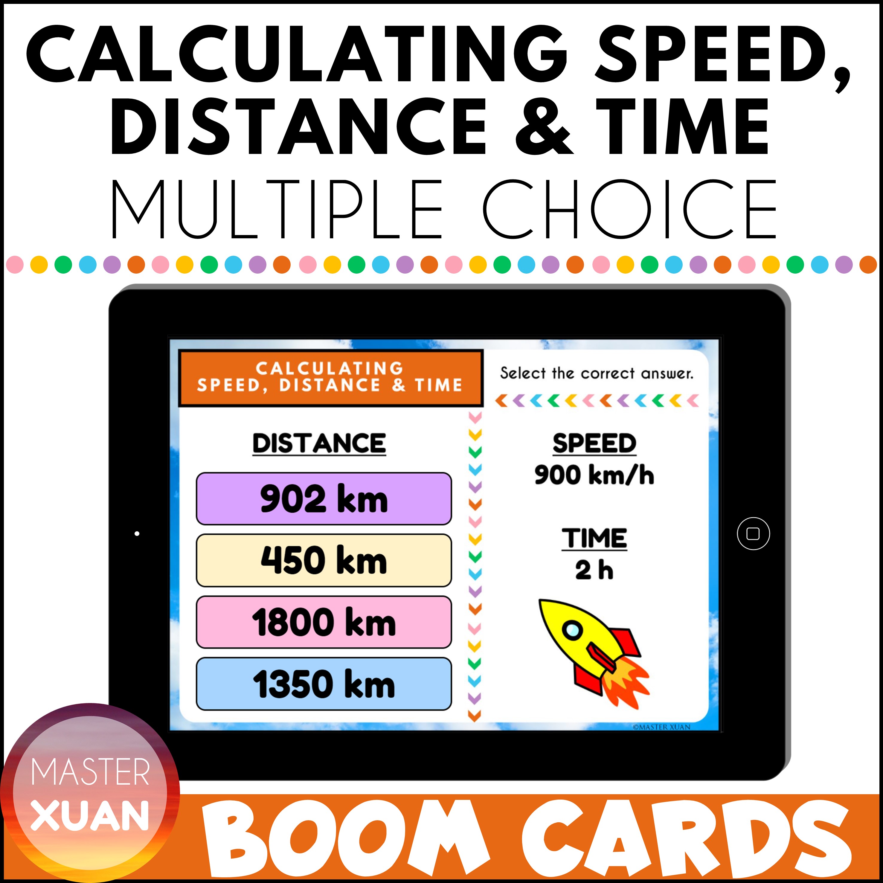 calculation for speed distance and time with multiple choice online activity