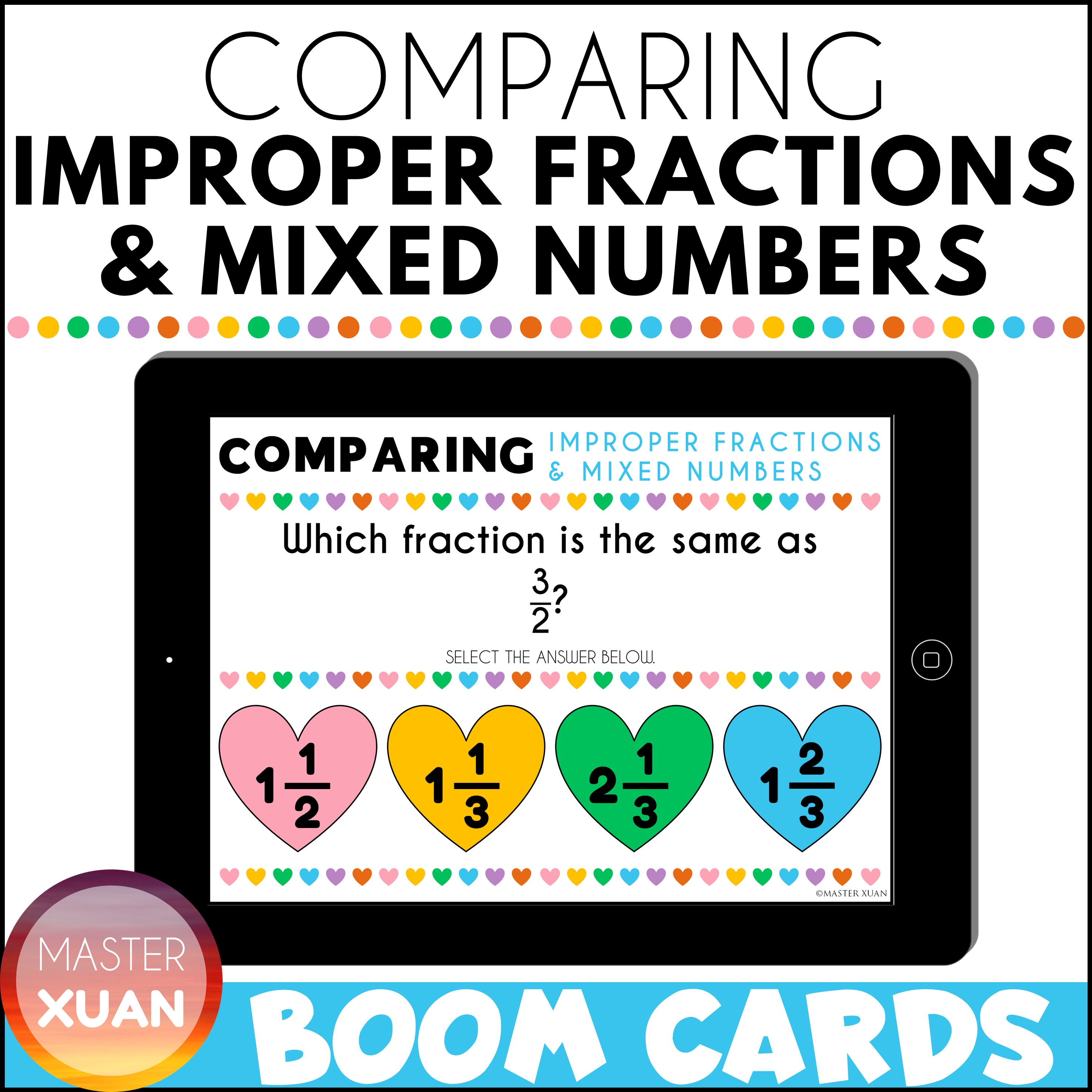 comparing improper fractions and mixed numbers cover