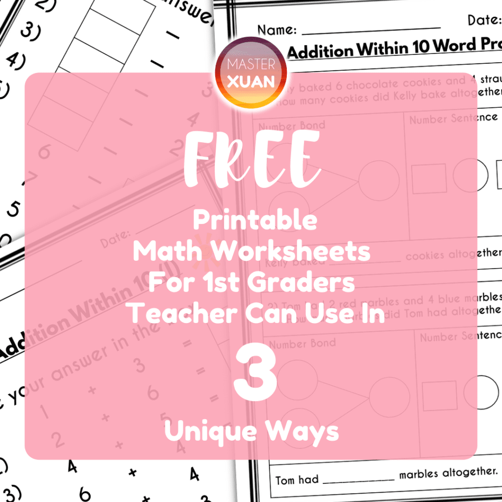 free printable math worksheets for 1st grader cover with worksheets at the back