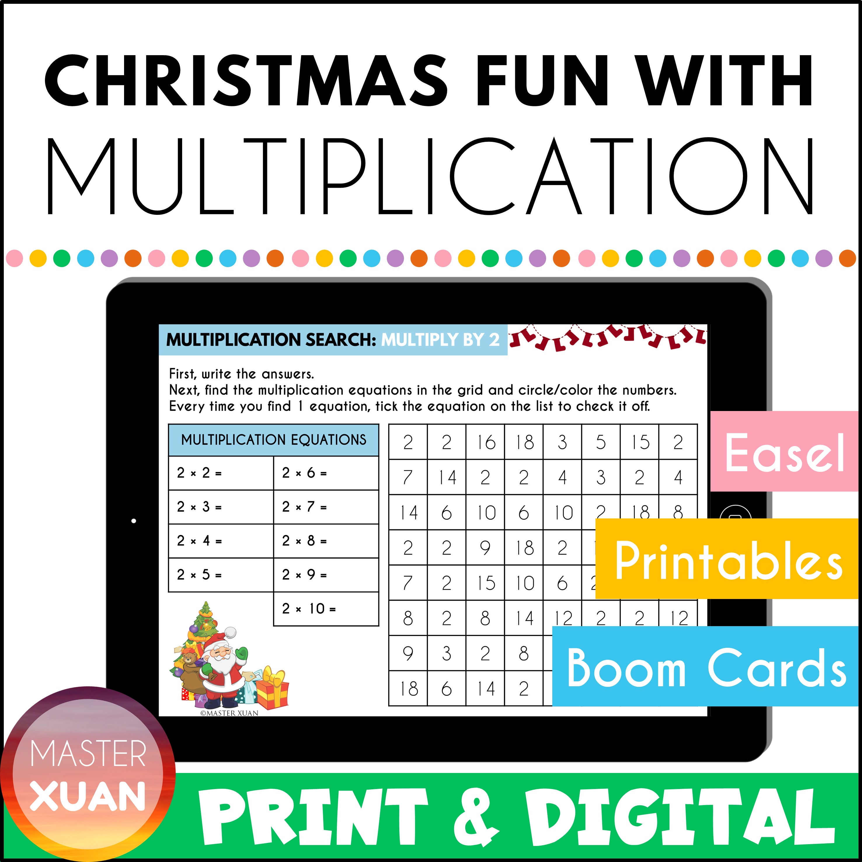 multiplication christmas games have 3 versions