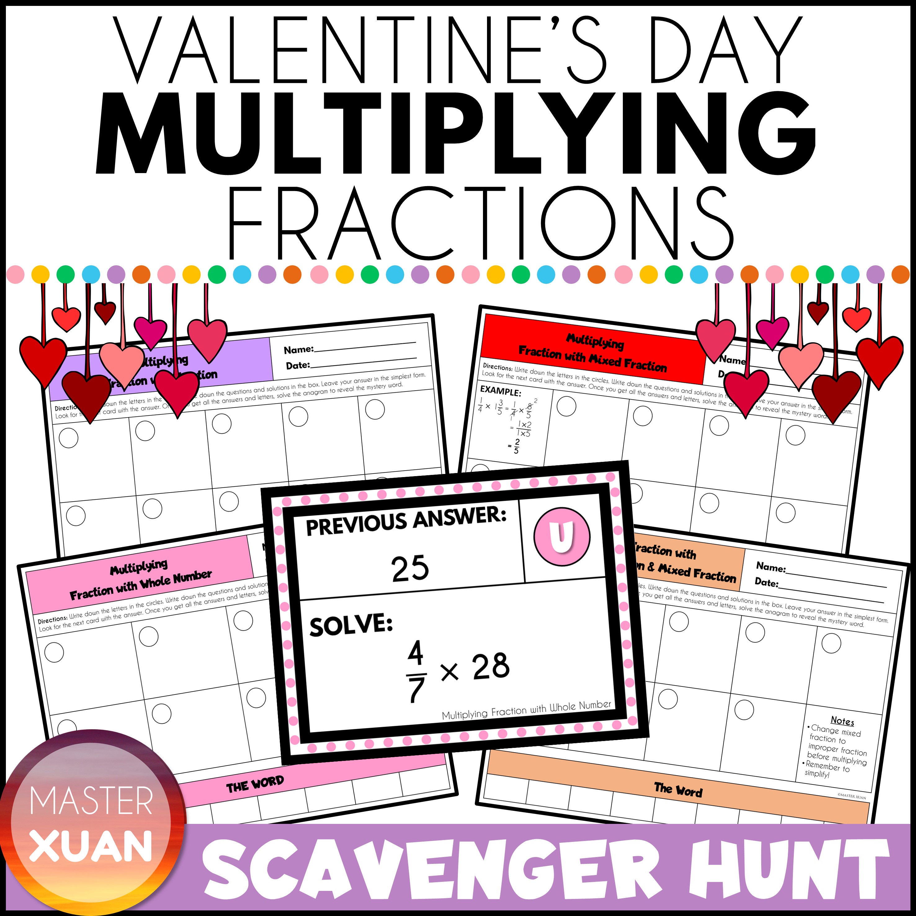 multiply fractions game scavenger hunt cover