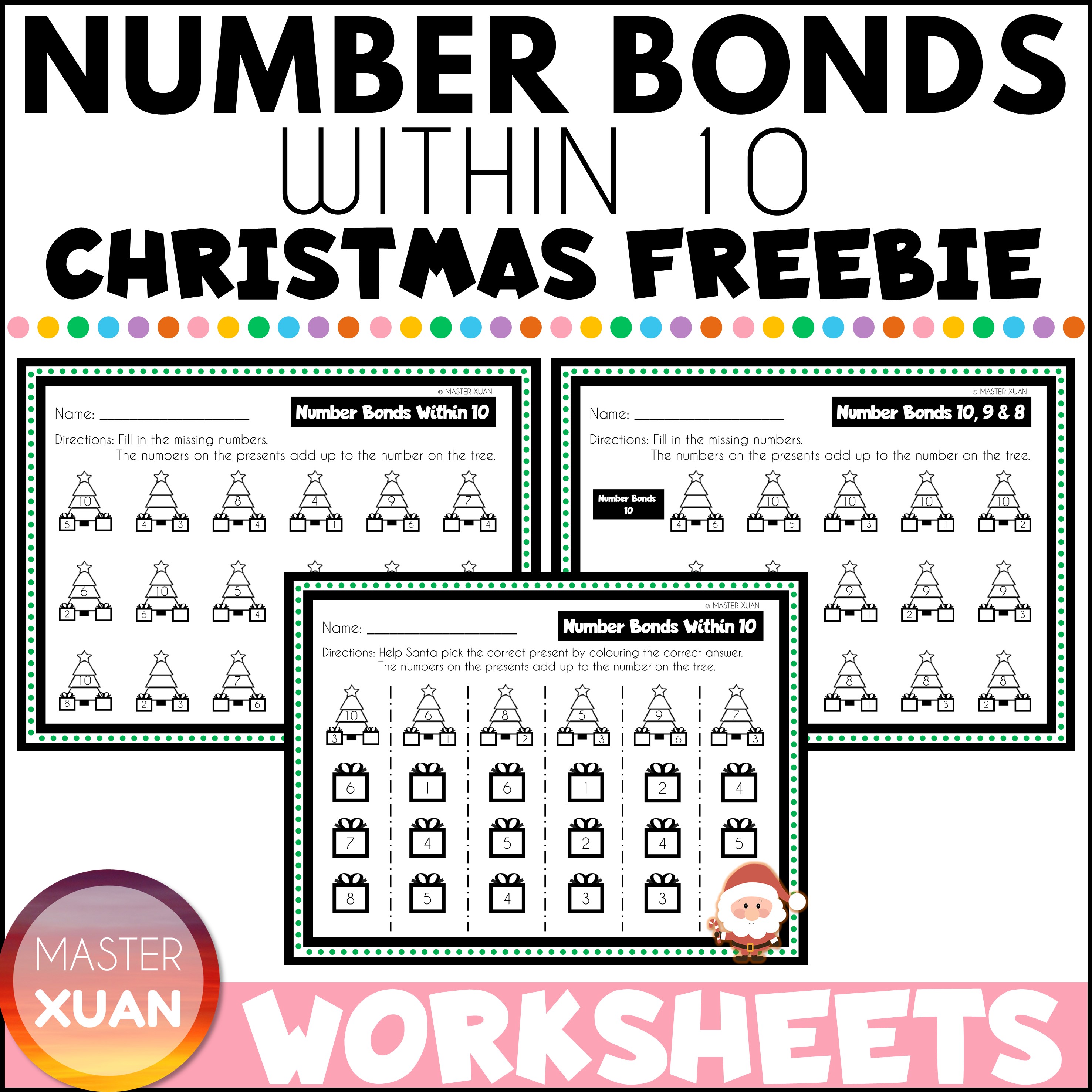 number bonds to 10 free printable worksheets