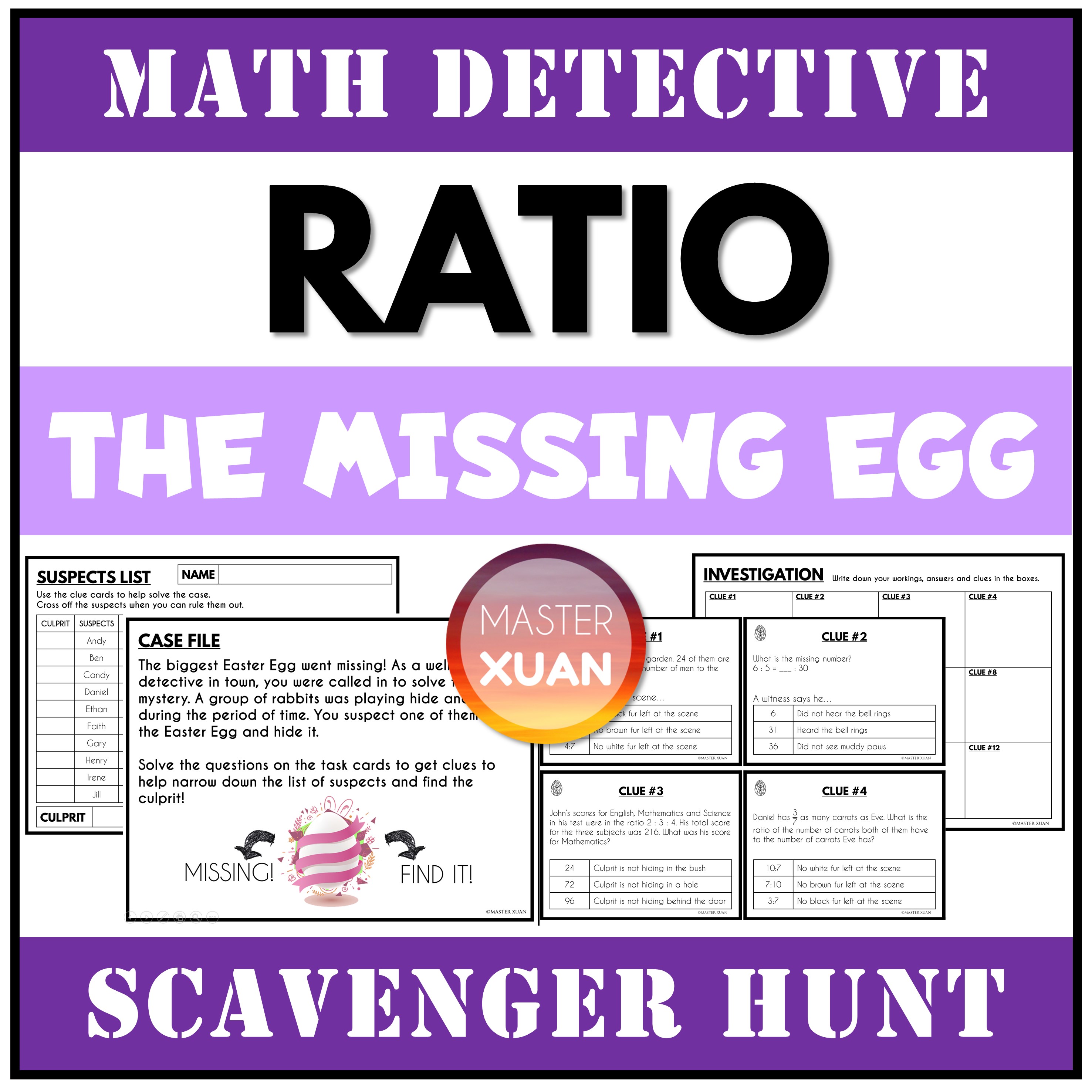 ratio activity for 6th grade includes scavenger hunt and logic puzzles