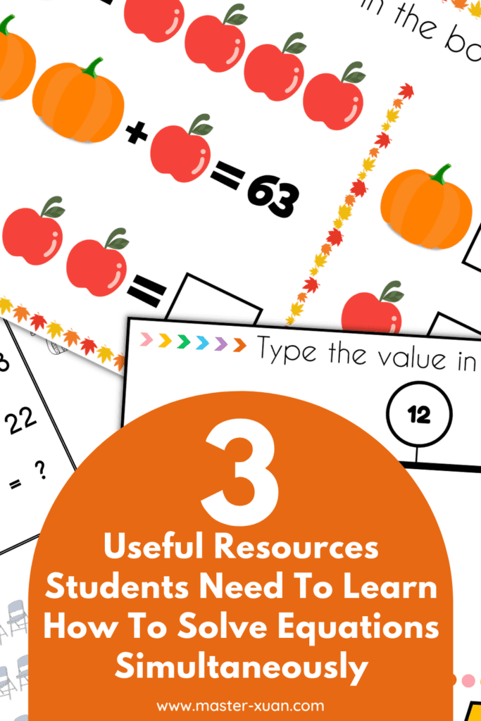 3 useful resources students need to learn how to solve equations simultaneously blog post with solving equations with pictures worksheet as background