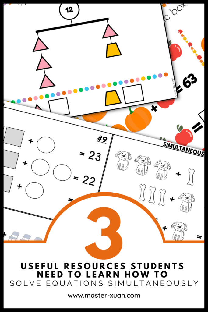 3 useful resources students need to learn how to solve equations simultaneously blog post with solving equations with pictures worksheet