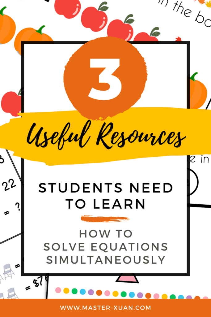 3 useful resources students need to learn how to solve equations simultaneously blog post with solving equations with pictures worksheet as background