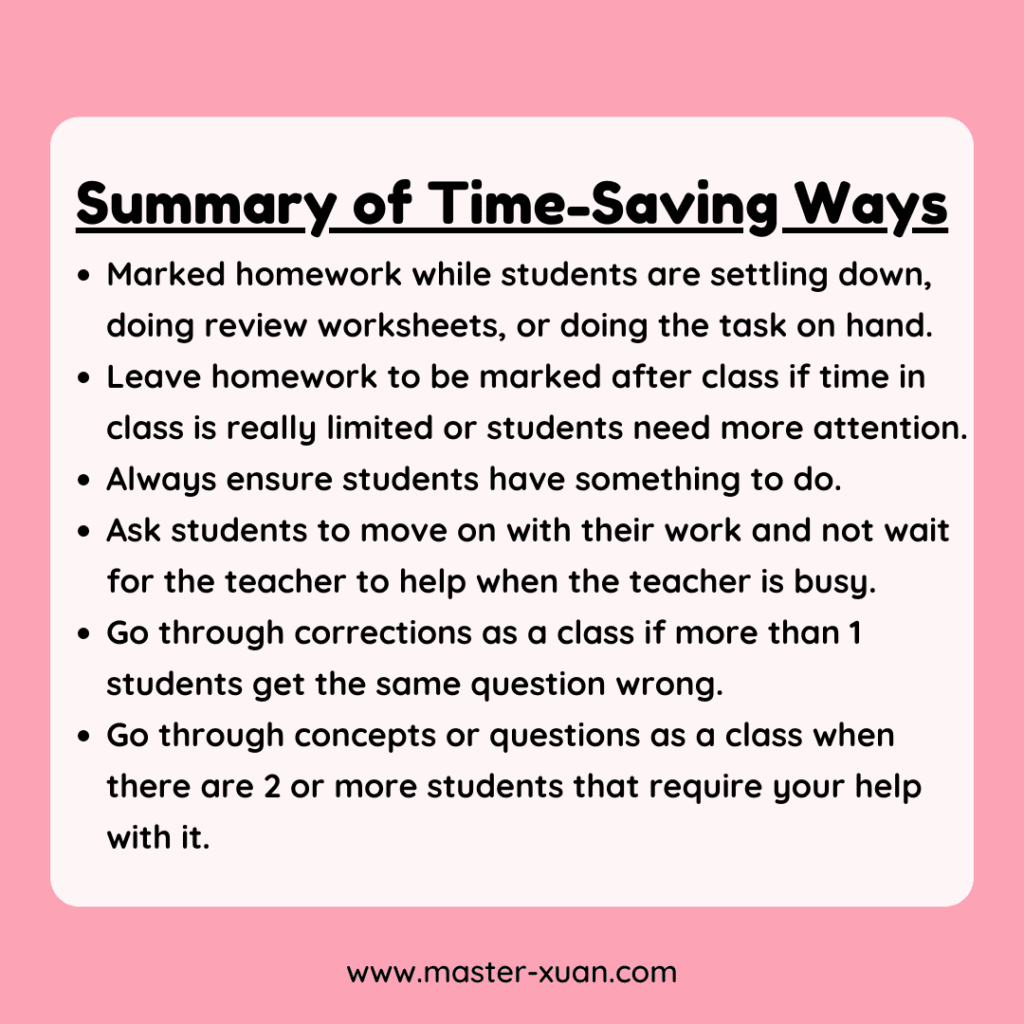 summary of time saving ways for teaching in small groups