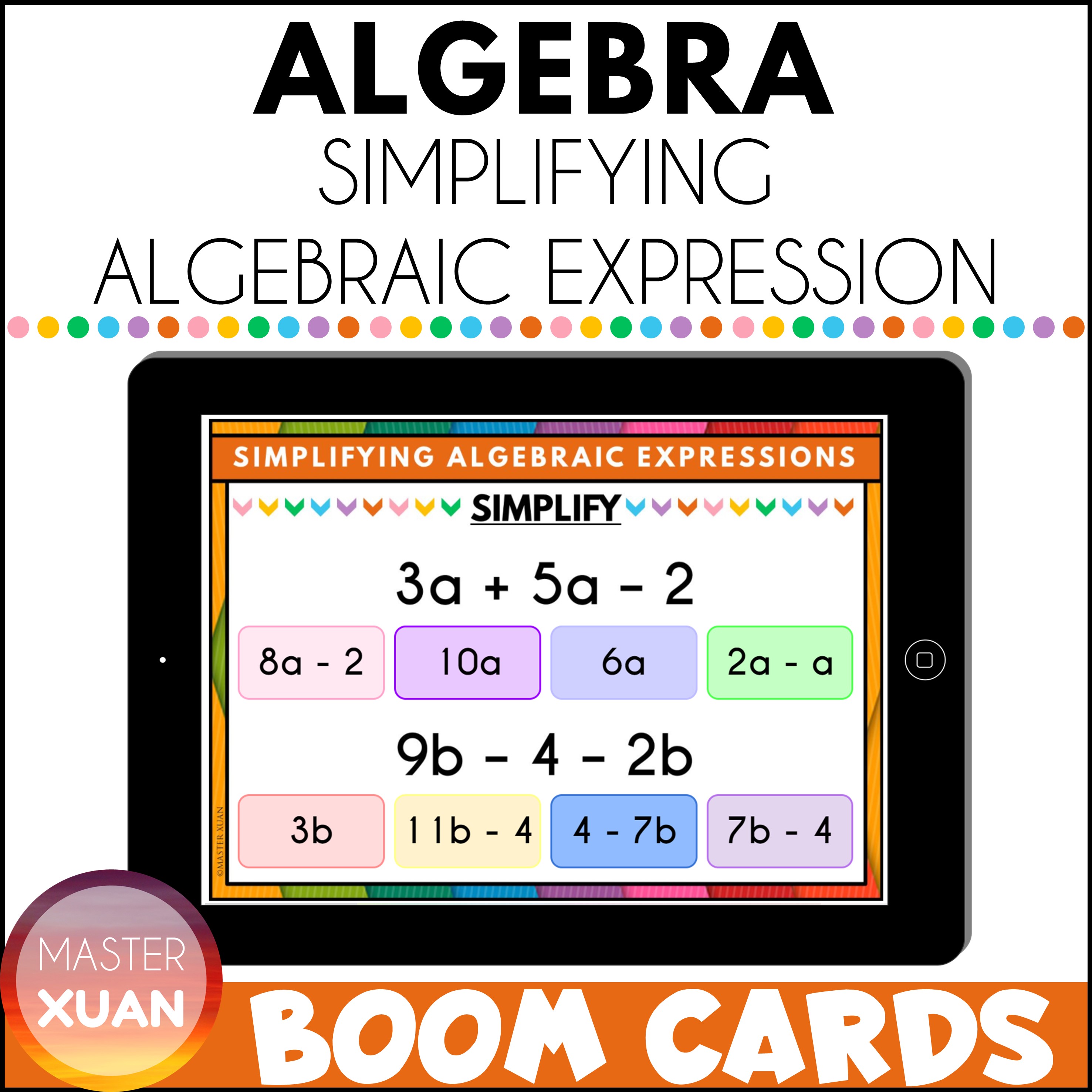 simplifying algebraic expressions by combining like terms