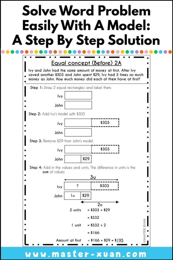 word problems with solution of equal concept