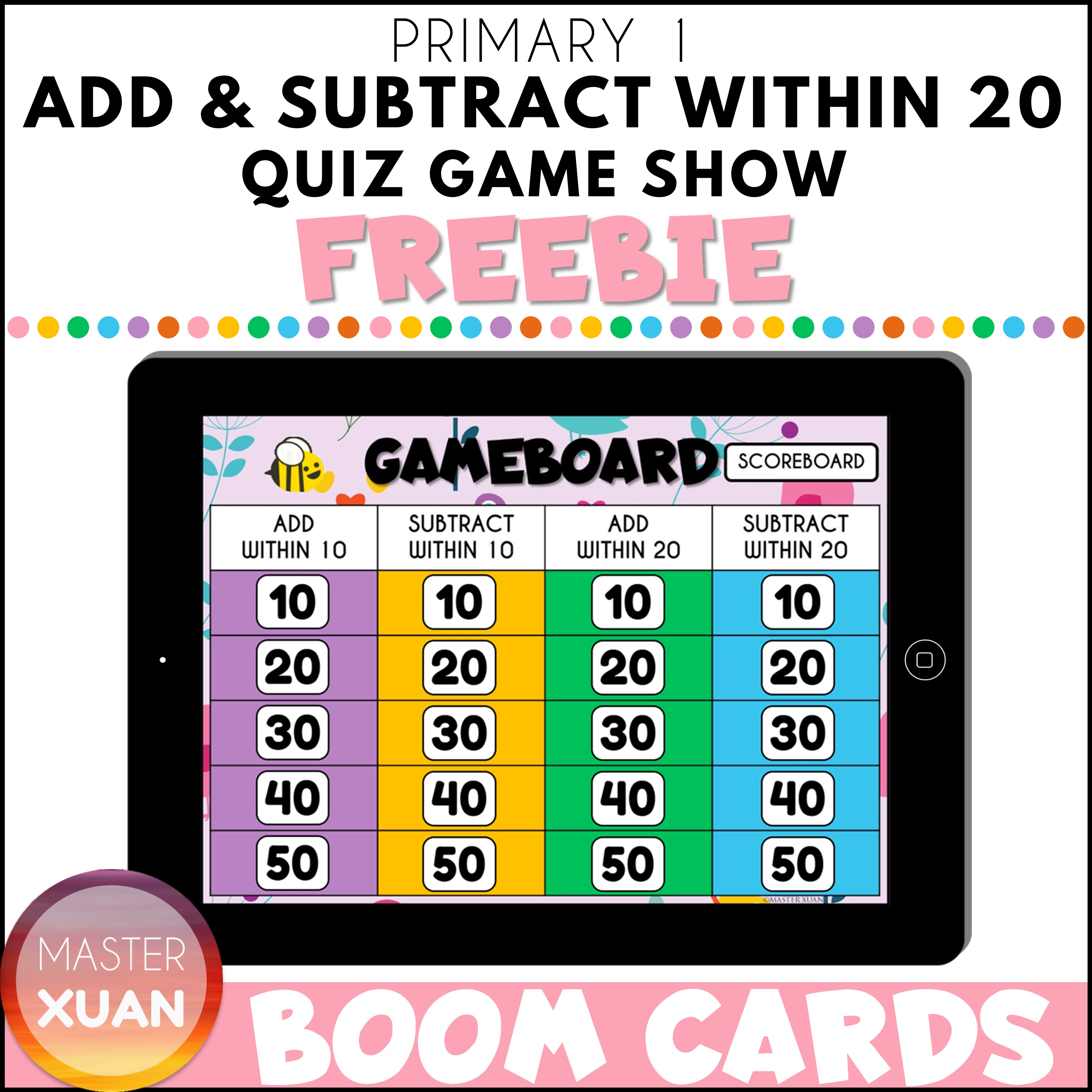 addition and subtraction facts within 20 is a game show that you can play with the whole class for free.