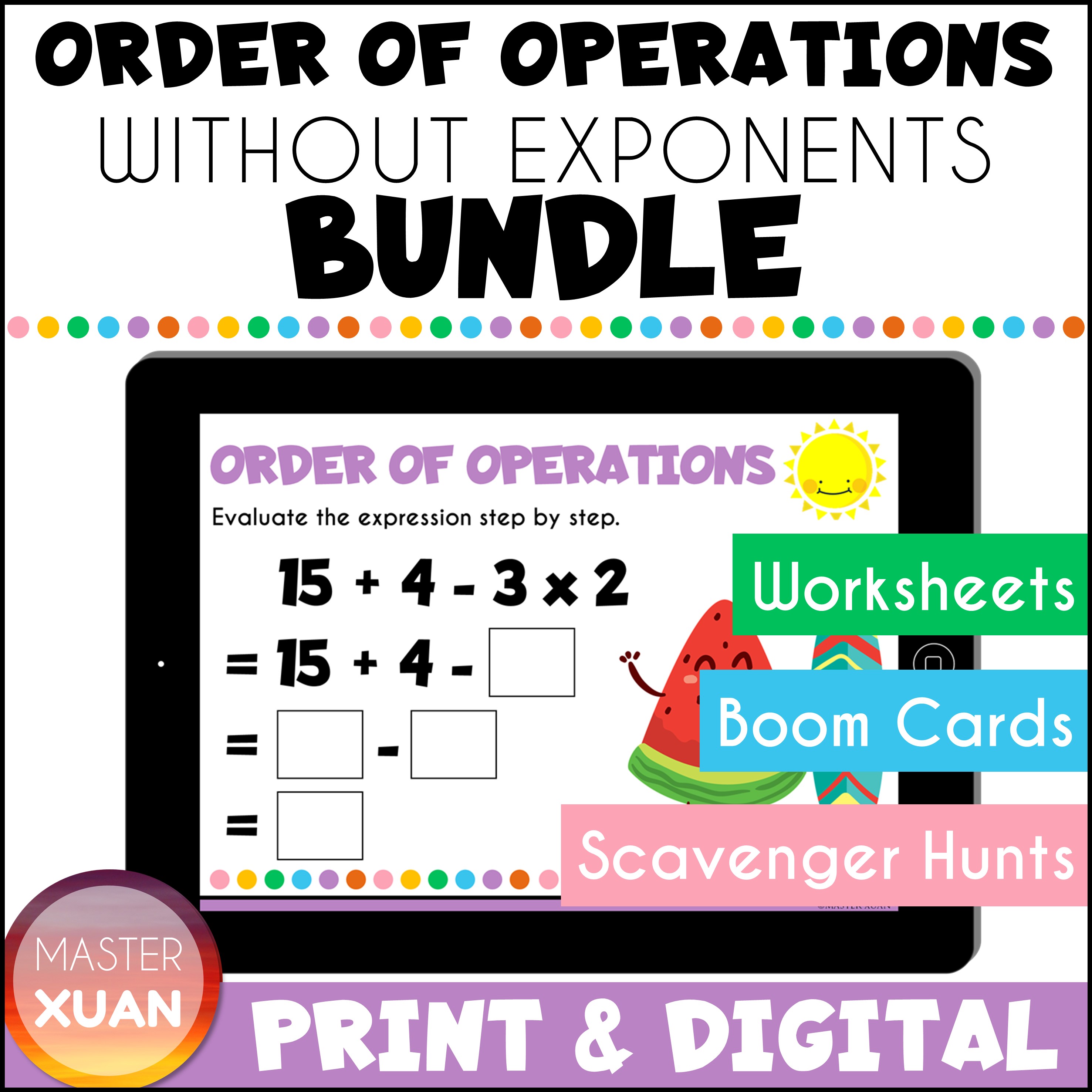 solve order of operations in math problems in this bundle