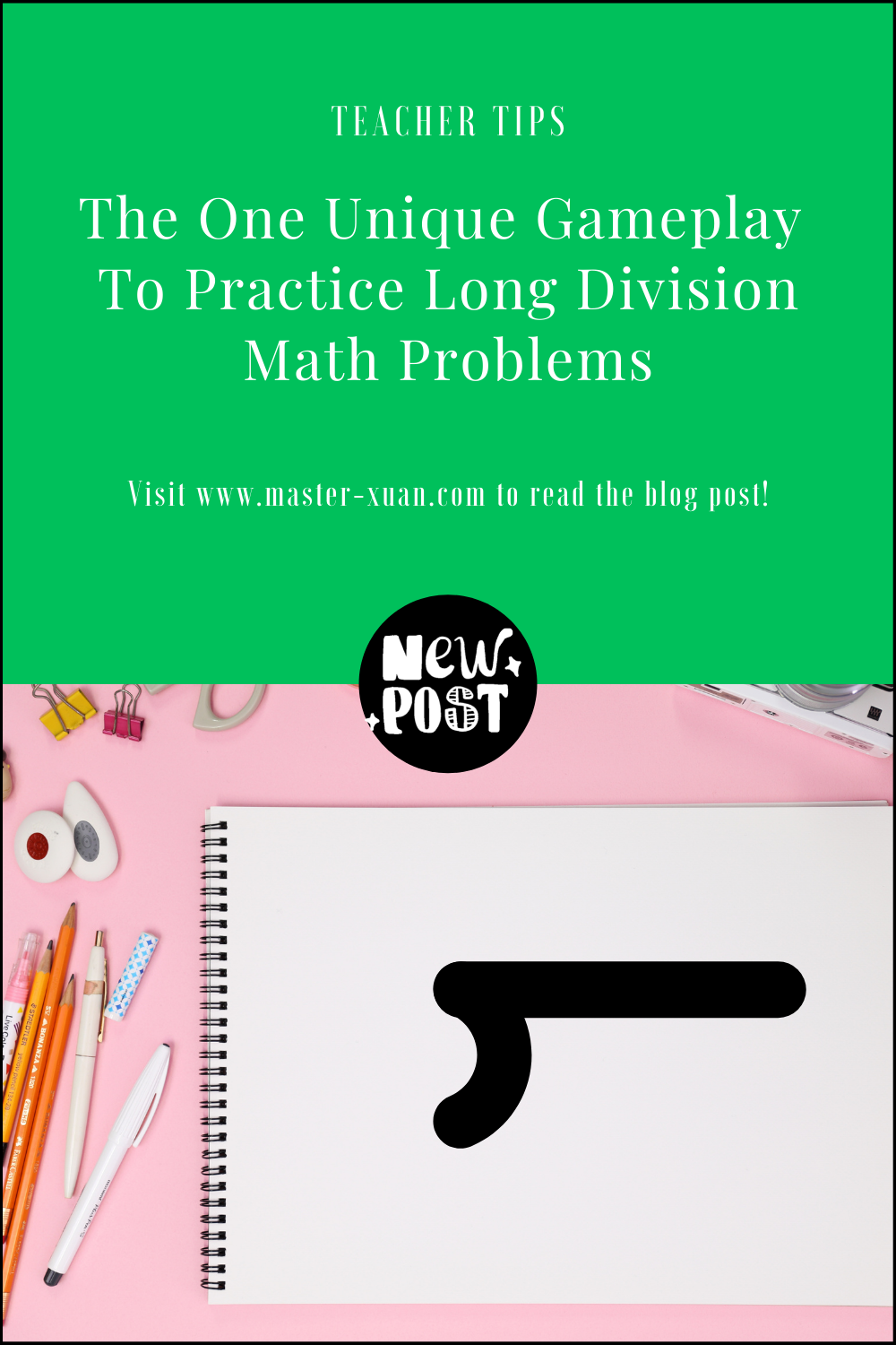 the one unique gameplay to practice long division math problems pinterest pin with long division sign on notebook