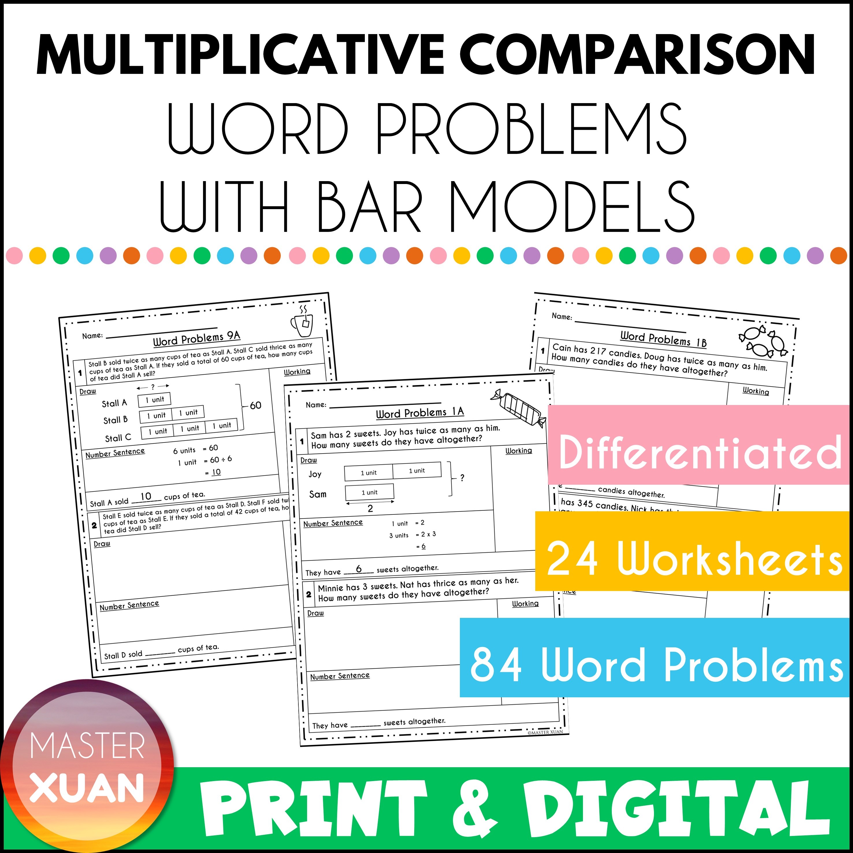 4th grade multiplicative comparison word problems cover