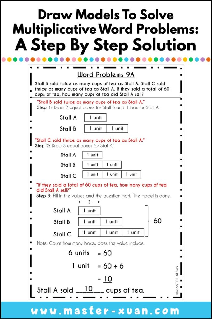 draw models to solve multiplicative word problems step by step solution