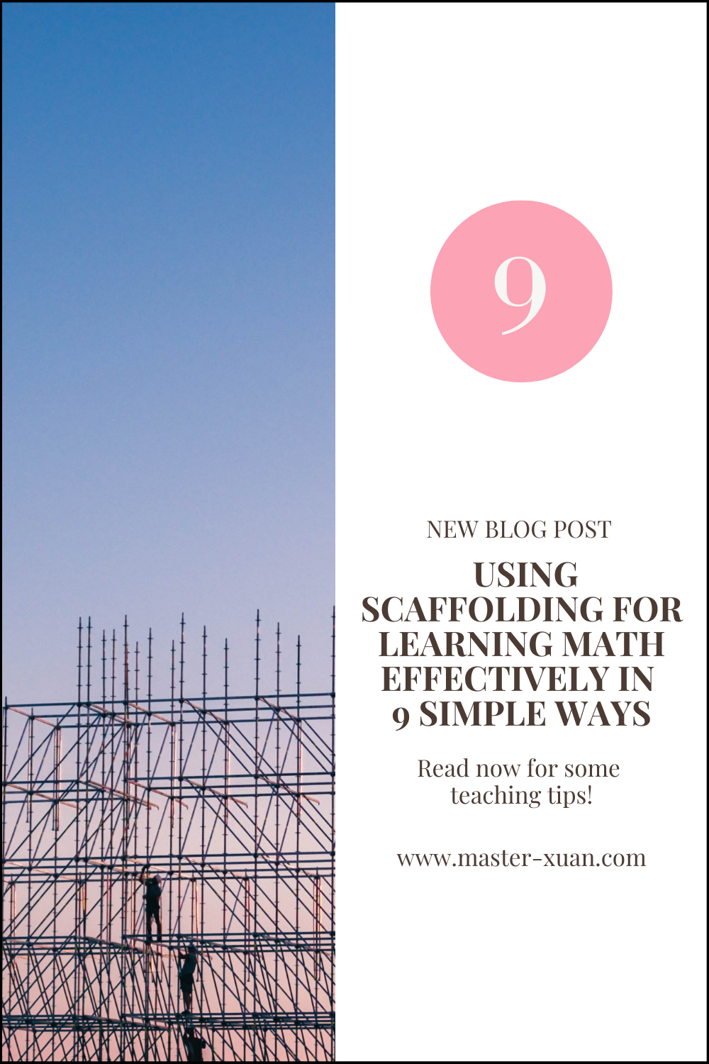 scaffolding for learning pinterest pins with sunset at the background
