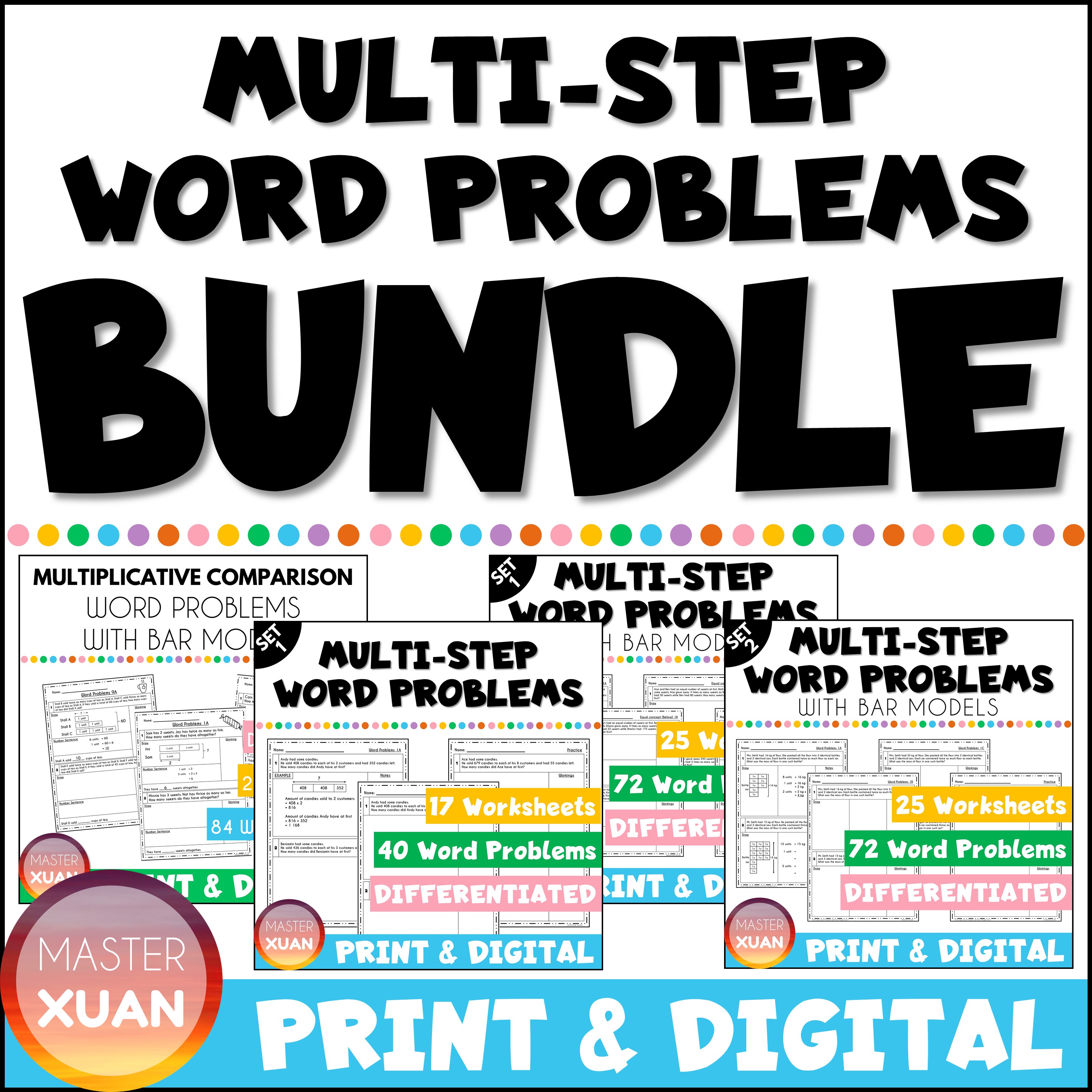 Save money and time with worksheet on word problems with this bundle!