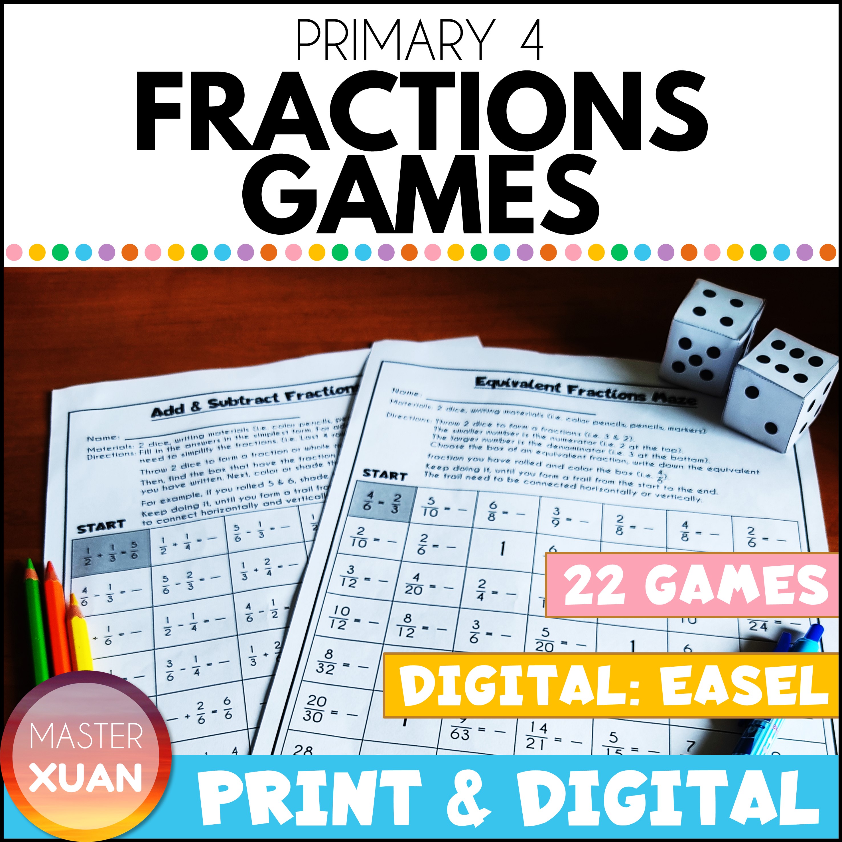 22 printable and digital games for fraction