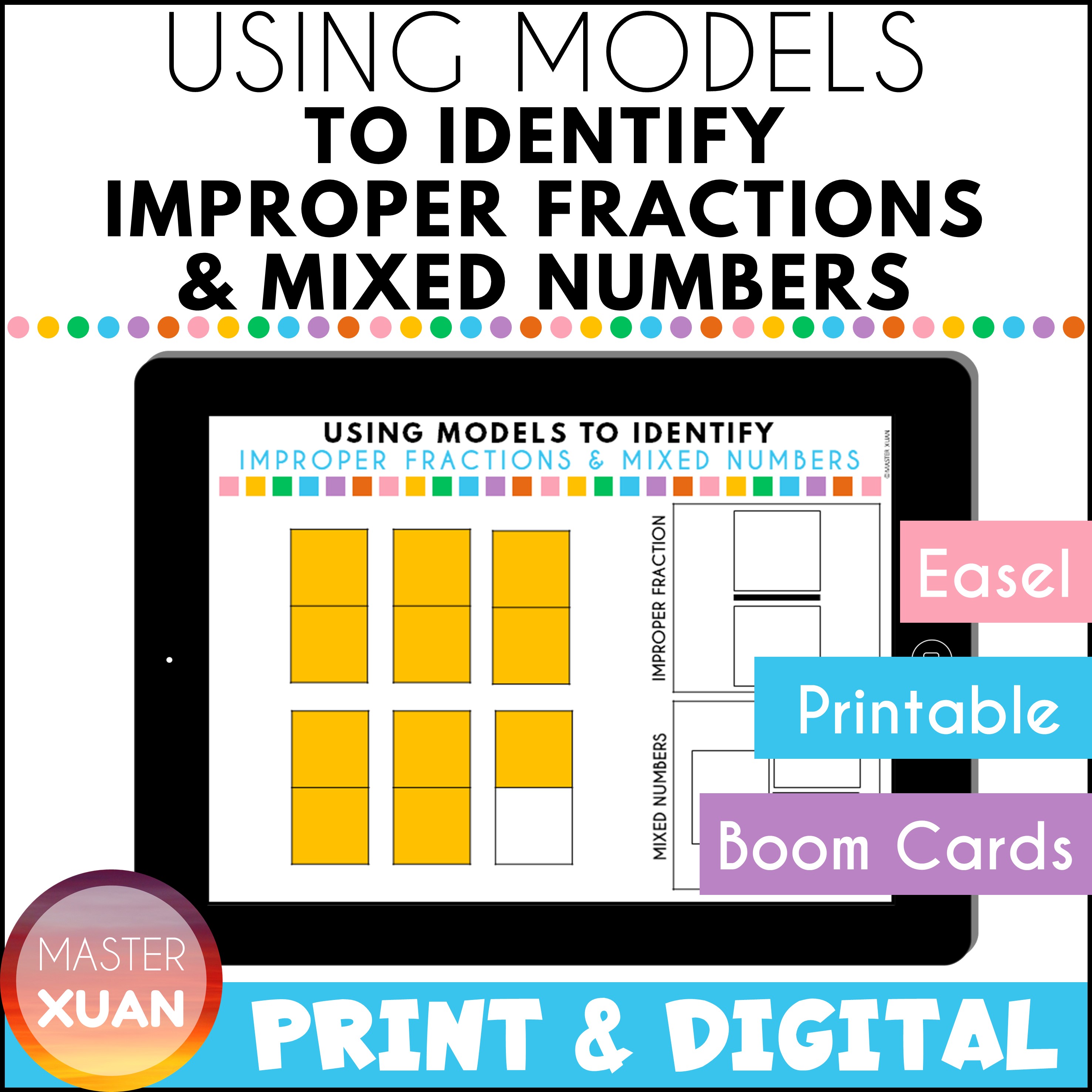 improper fractions to mixed numbers with pictures worksheet