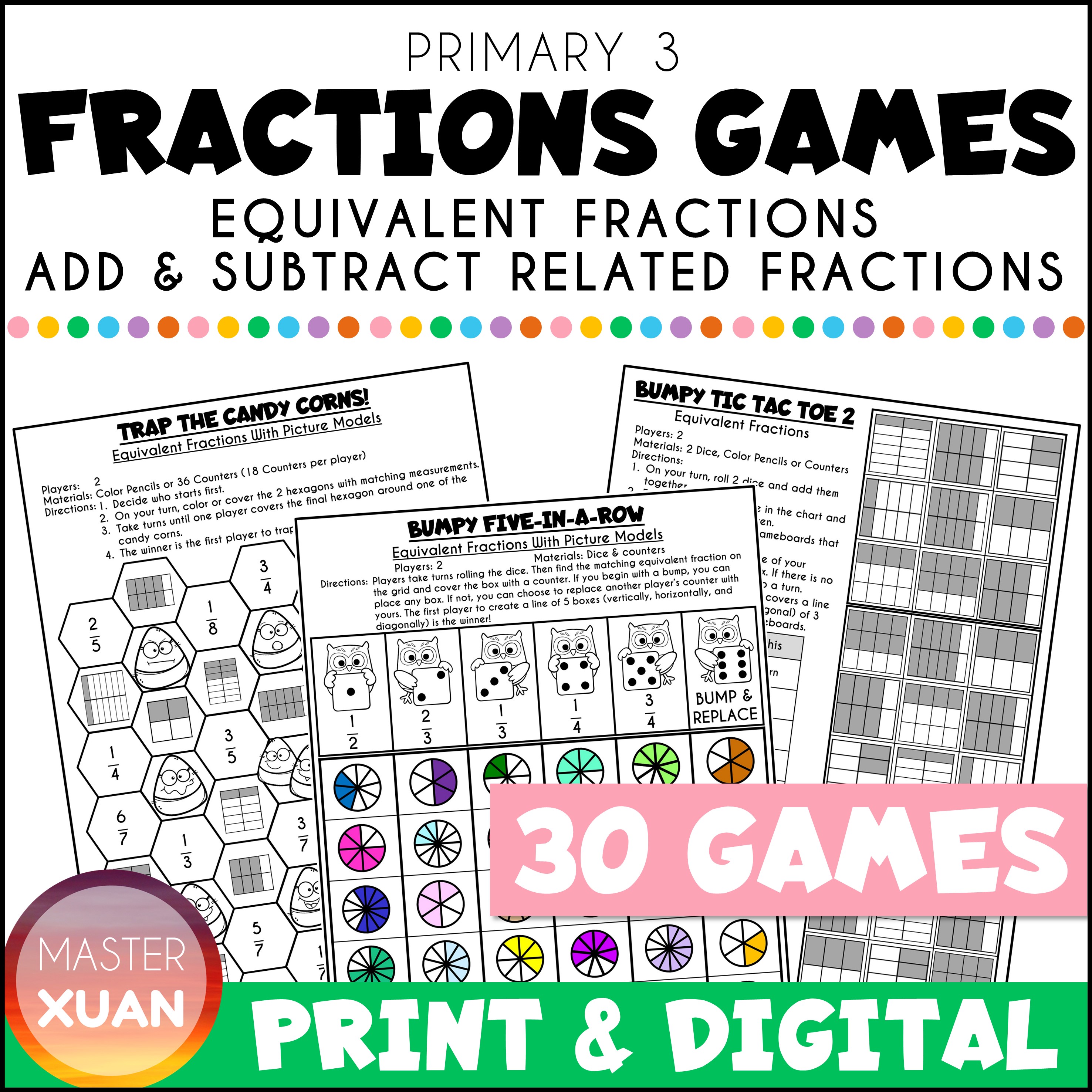 30 fractions games maths lesson should have.