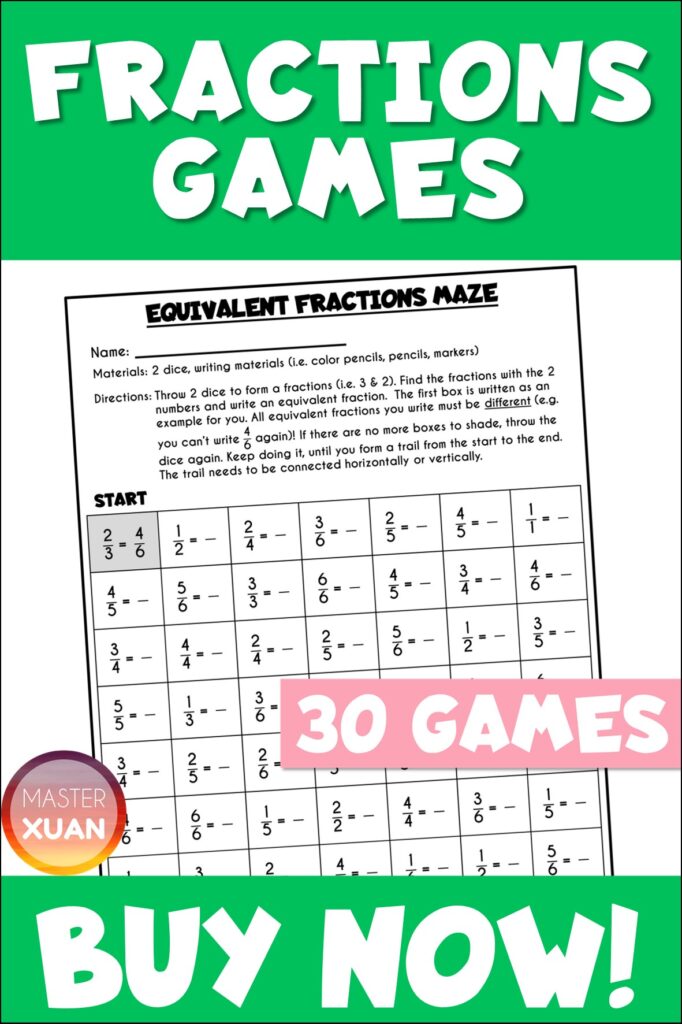 fractions games maths equivalent maze