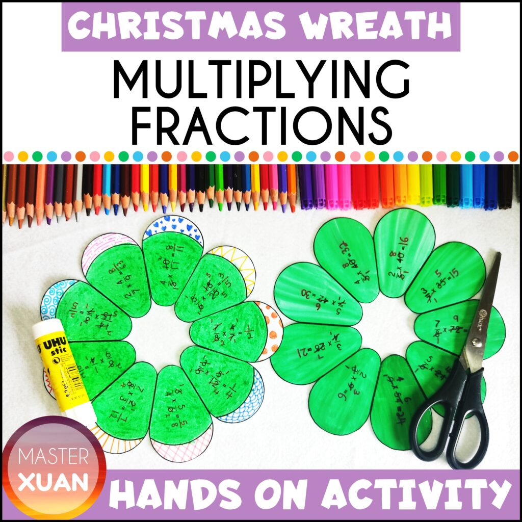 multiply fractions activities - Christmas wreath