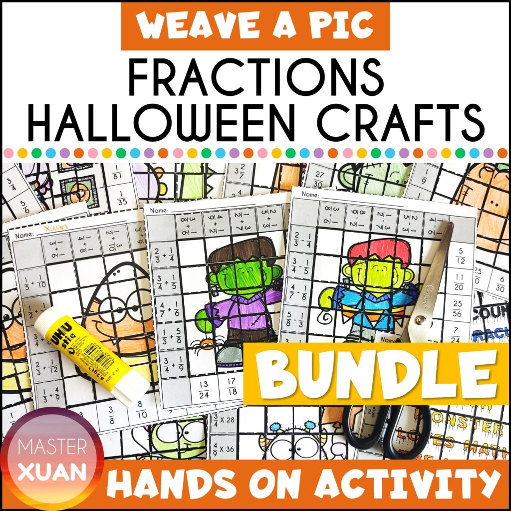 halloween fraction activities bundle