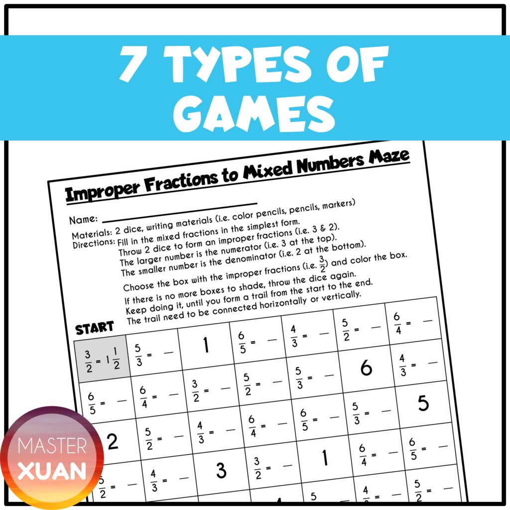 maze in math fractions game