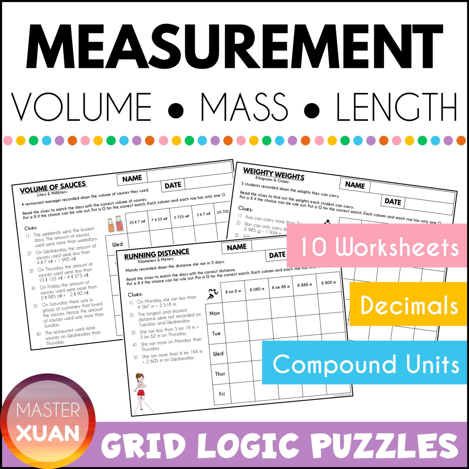 5 Fun Logic Grid Puzzles Printable For Kids To Practice Math ~ Master Xuan