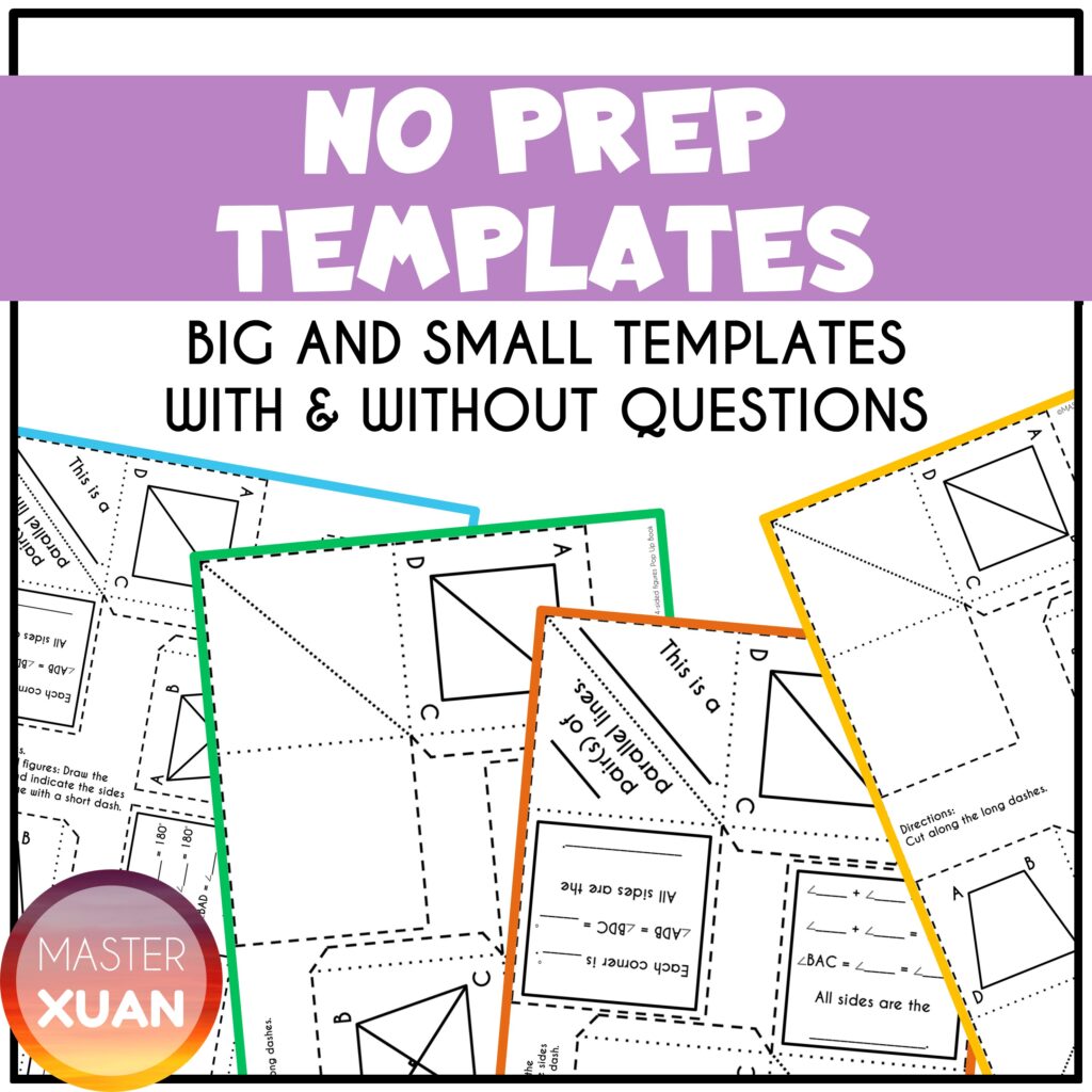 templates for quadrilateral 3D book