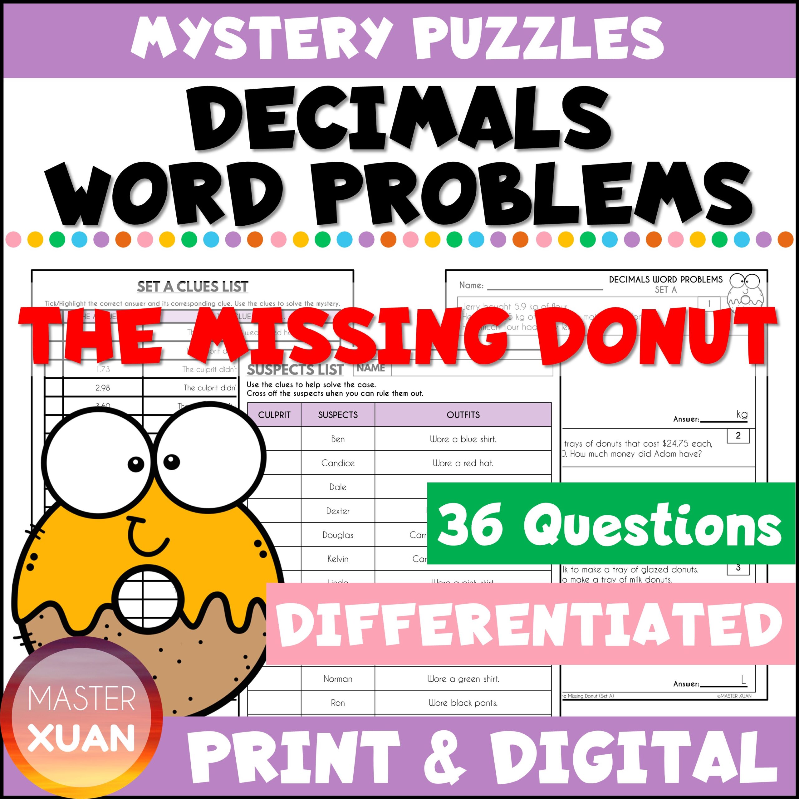 word problems decimals is engaging with these mystery puzzles