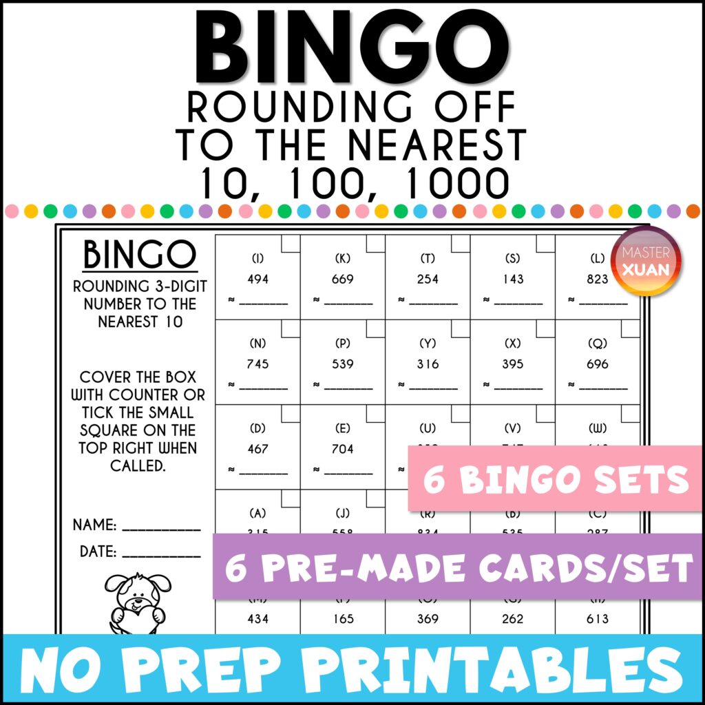 Practice round off to the nearest tens, hundreds and thousands in this no prep Bingo printable