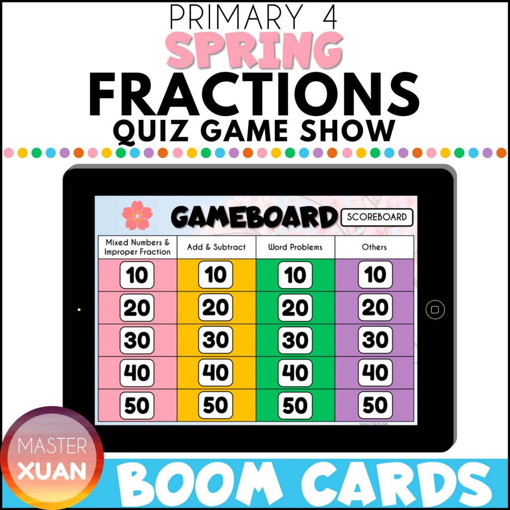 spring fractions quiz game show