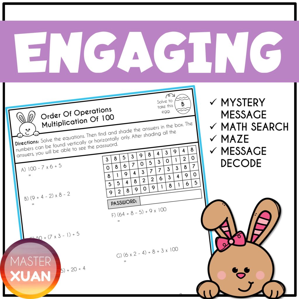 printable easter escape room for 5th grade math review may consist of some challenging puzzles.