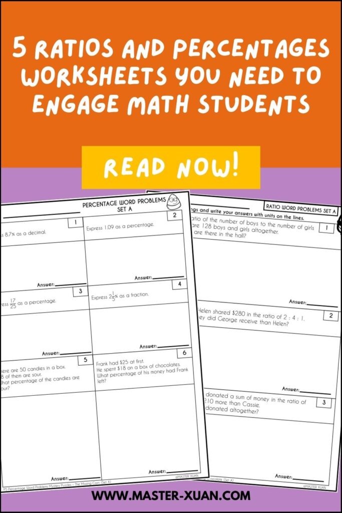 5 Ratios And Percentages Worksheets You Need To Engage Math Students