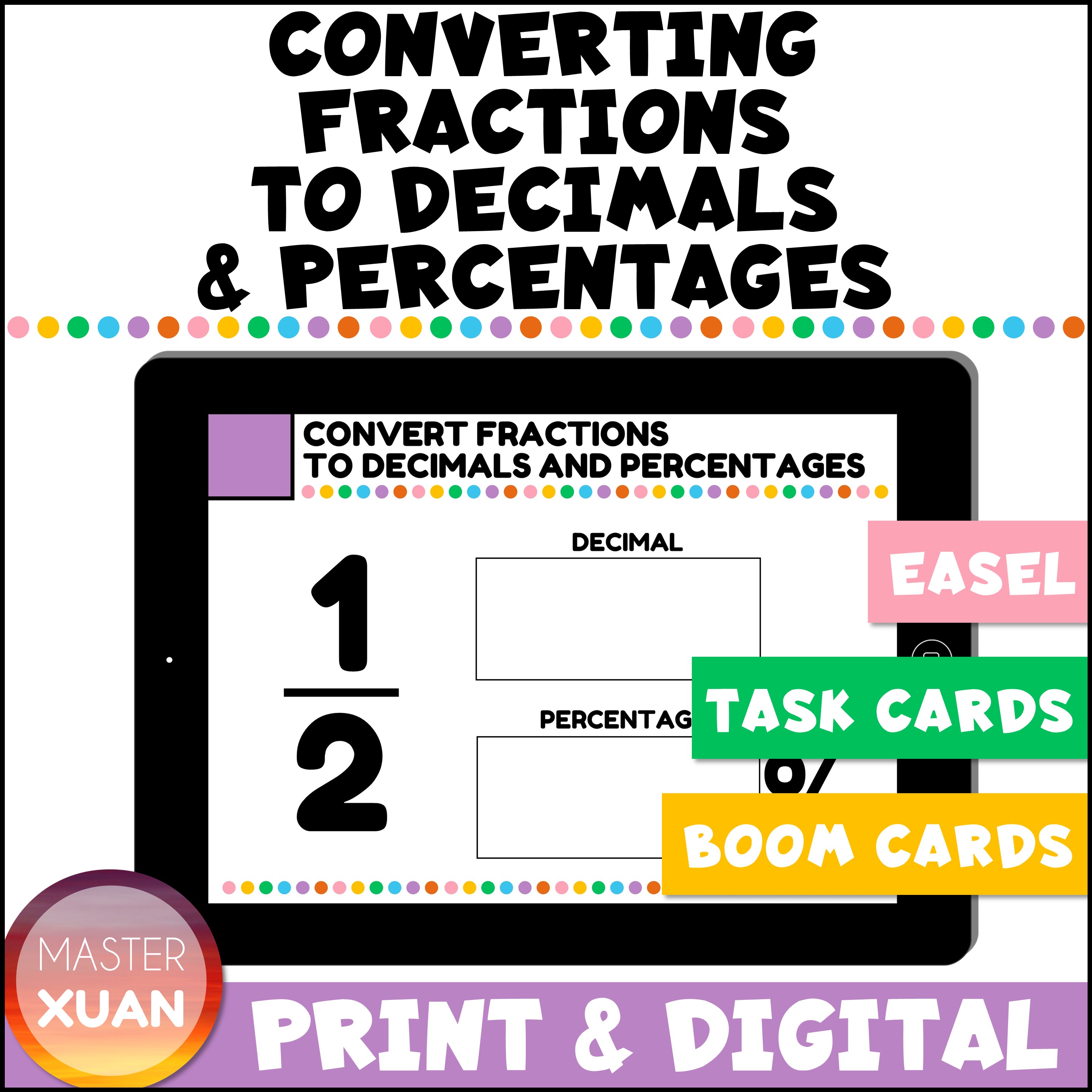 converting fractions to decimals and percentages