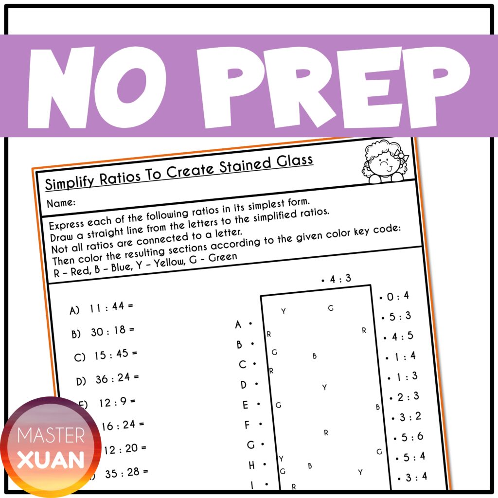 ratio worksheets for 7th grade includes coloring stained glass.