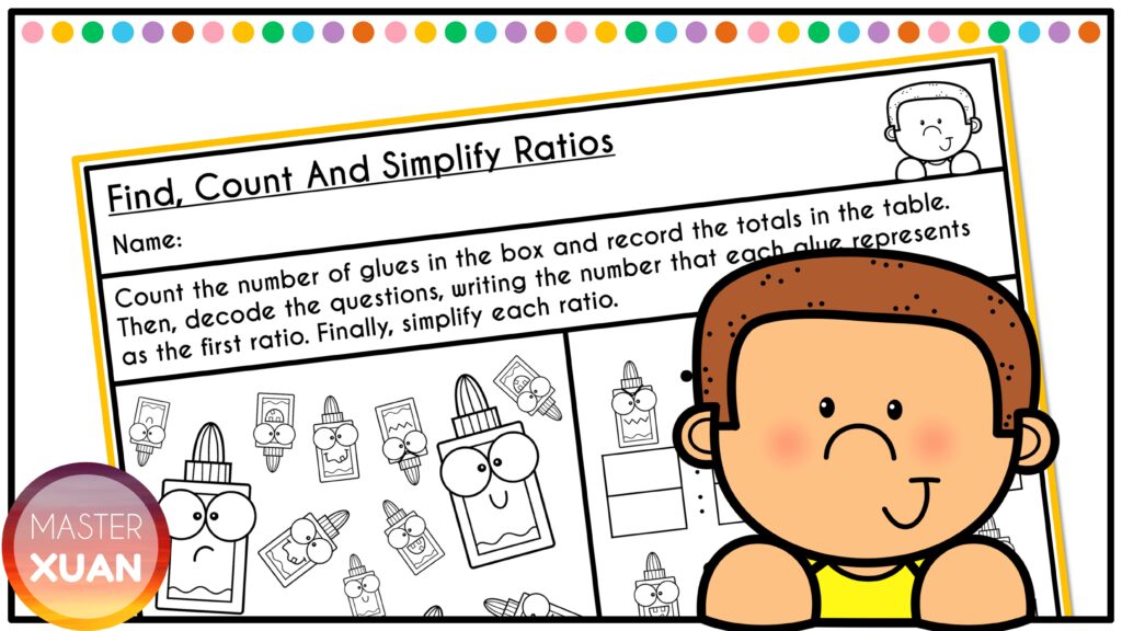Students will have fun with this ratios in simplest form worksheet as students get to play I SPY.
