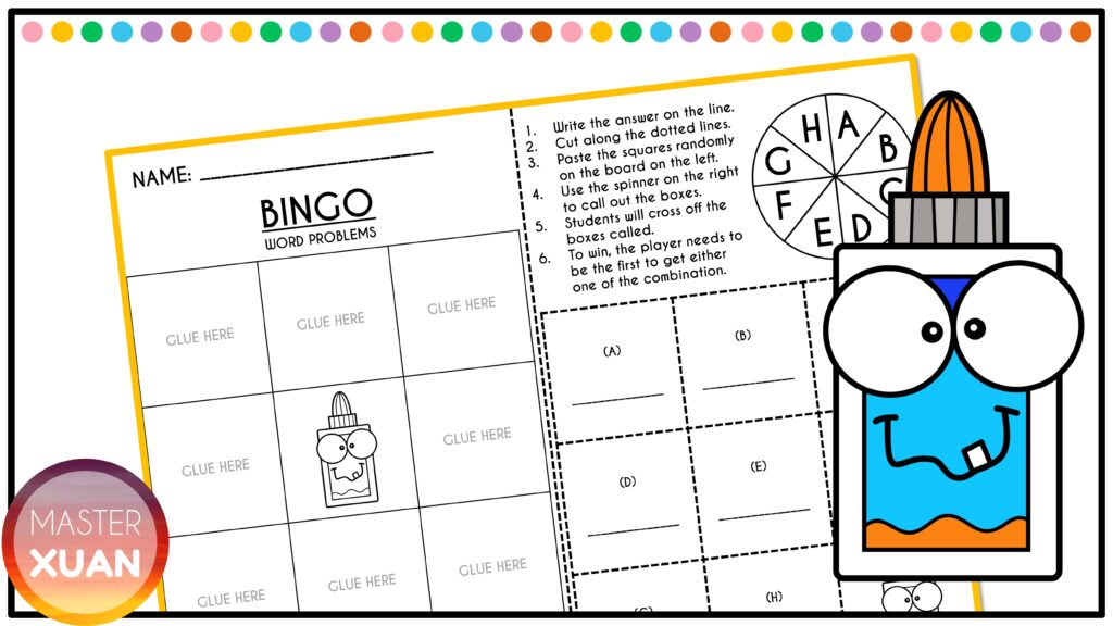 Cut and Paste Bingo Printable Game Boards with 8 empty boxes.