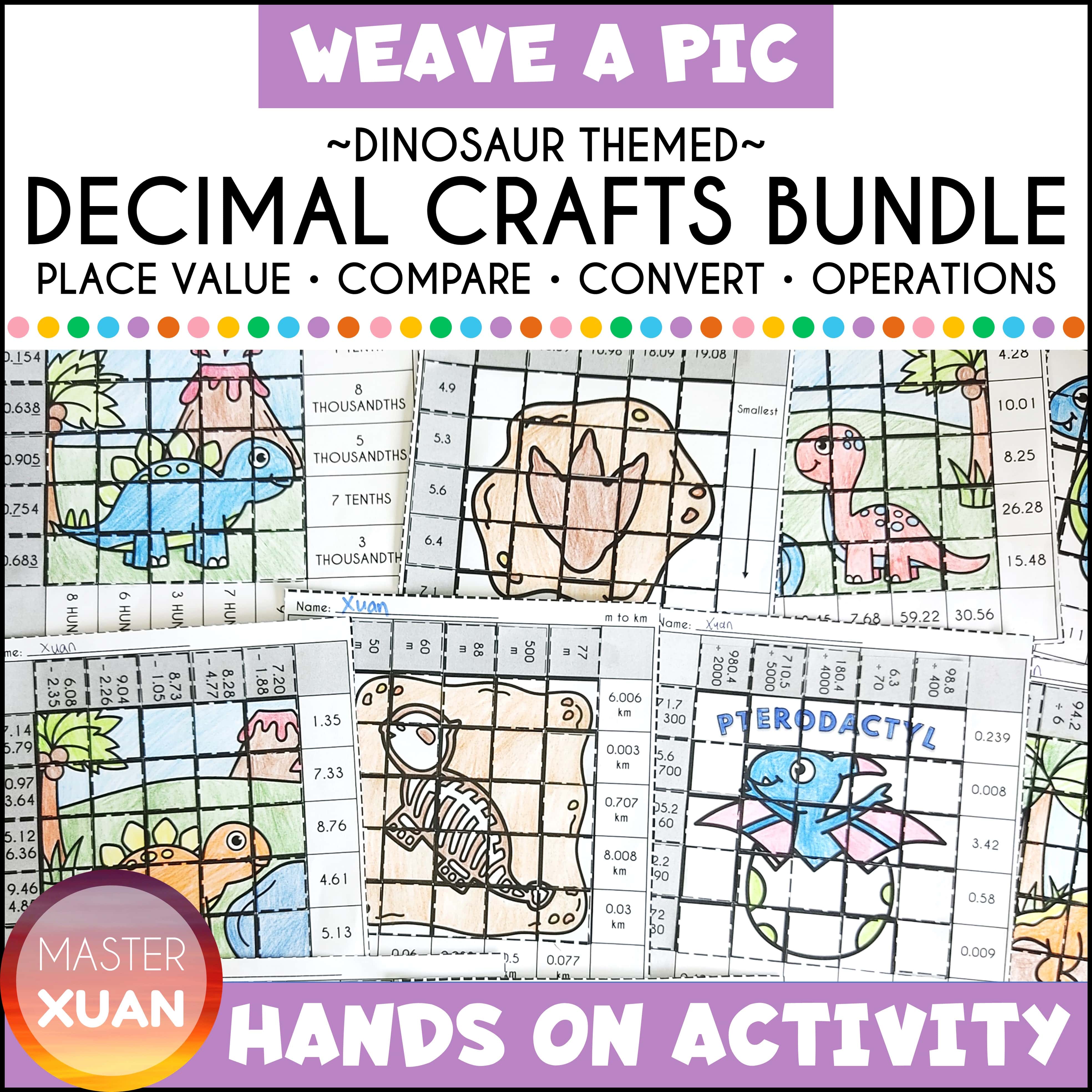 decimal hands on activities is a dinosaur themed paper weaving crafts