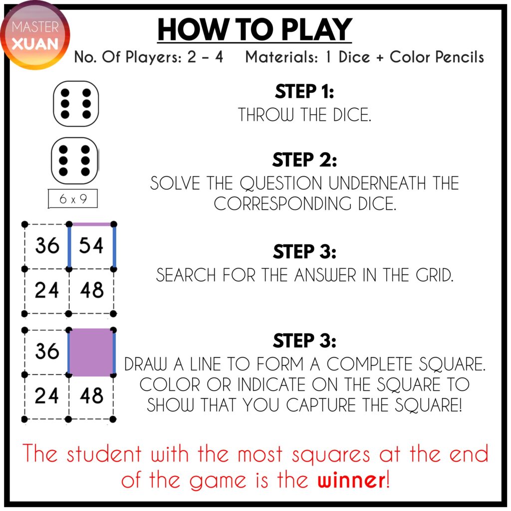 fun math games printable instructions