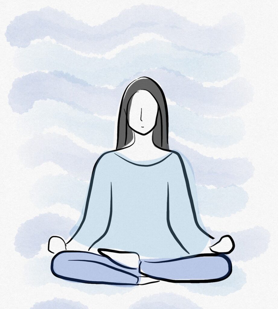 Meditate as part of teacher self-care routine.