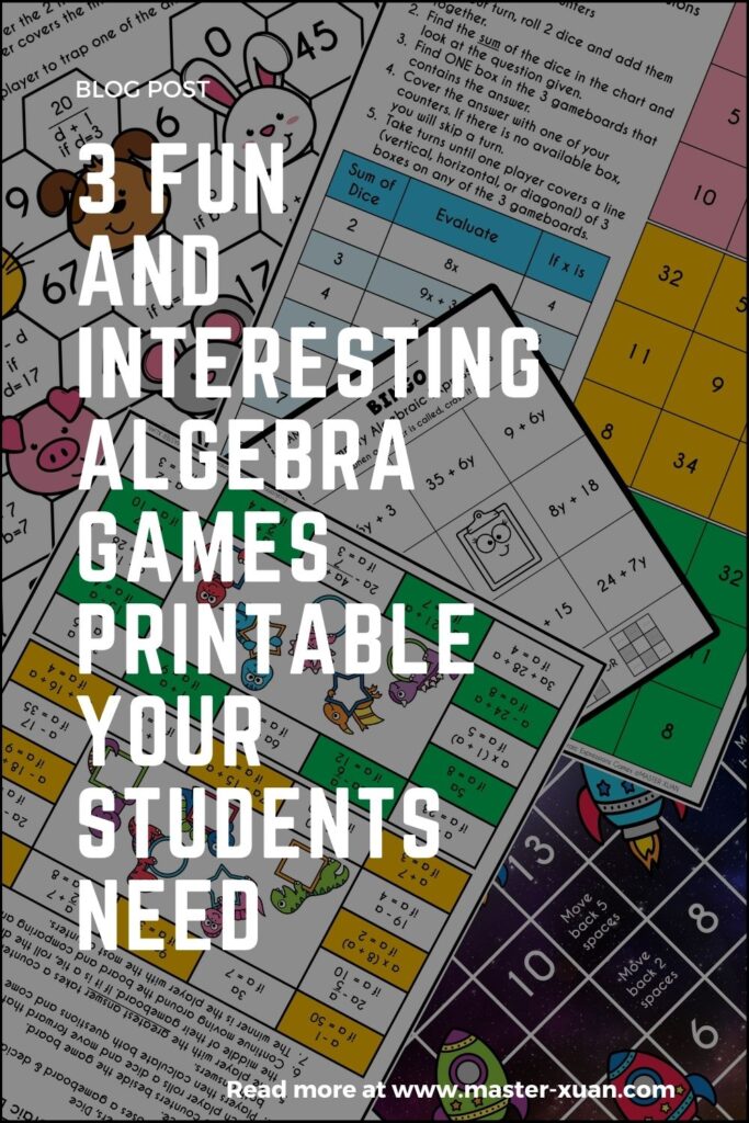 3 Fun And Interesting Algebra Games Printable Your Students Need