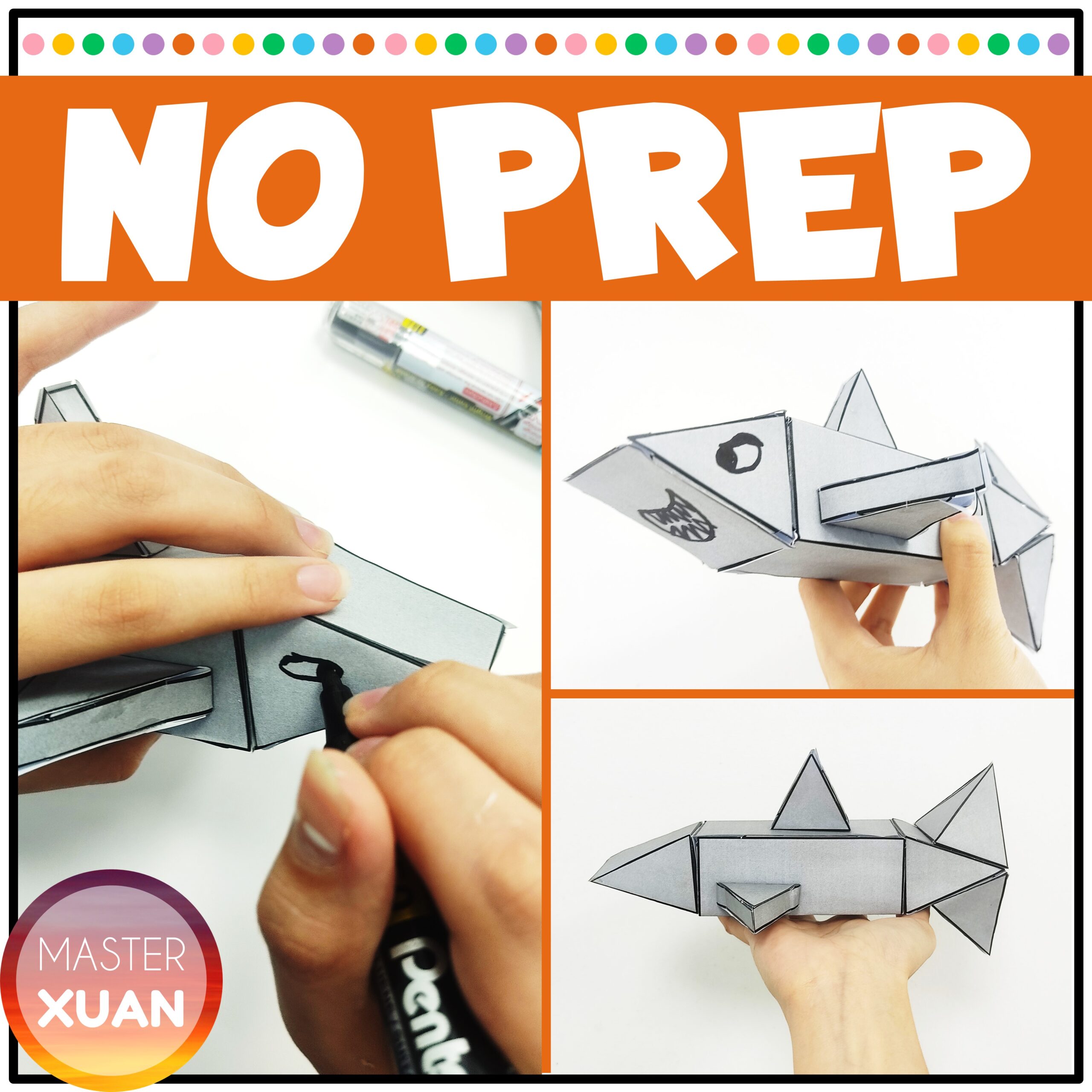 This shark craft requires no prep and students get to learn math 3d shapes nets.