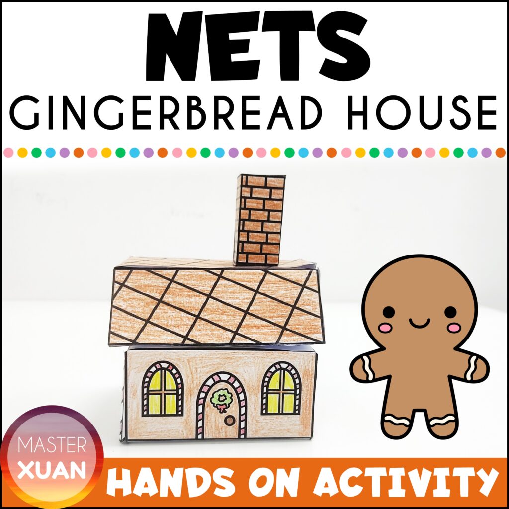 Gingerbread House Printable Craft is a hands on activity that let math students practice nets and shapes.