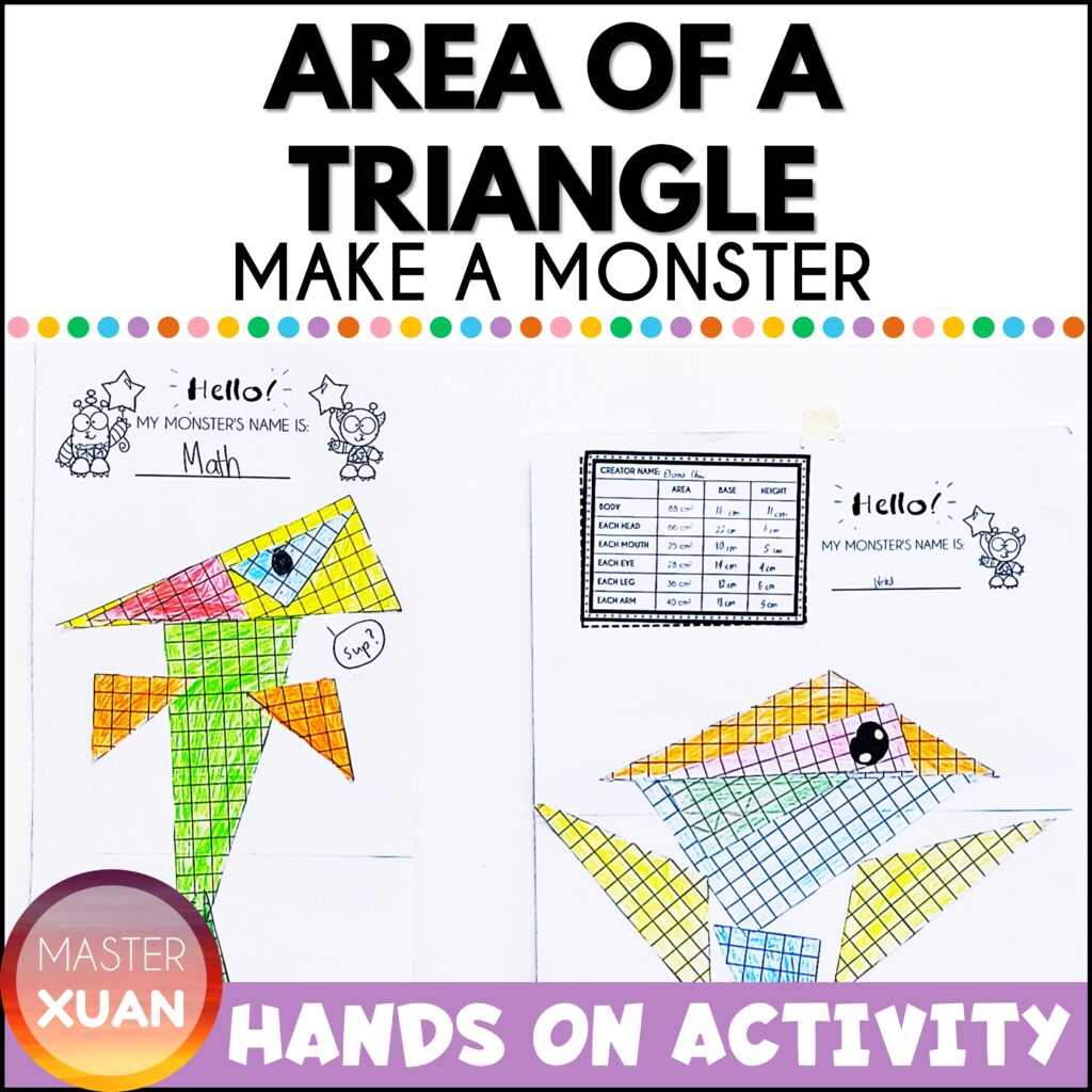 Area of triangles activity allow students to make a monster.