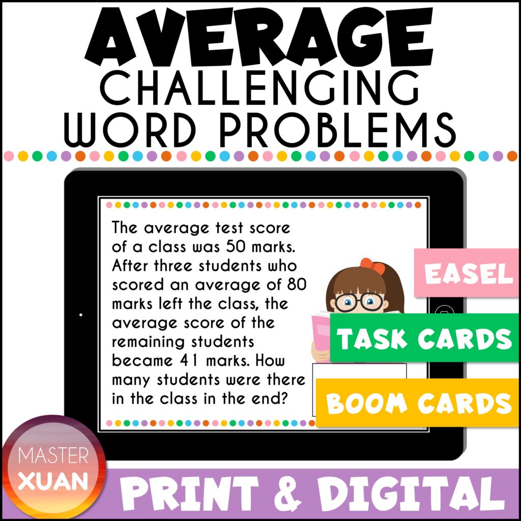 find average of numbers with these challenging word problems.