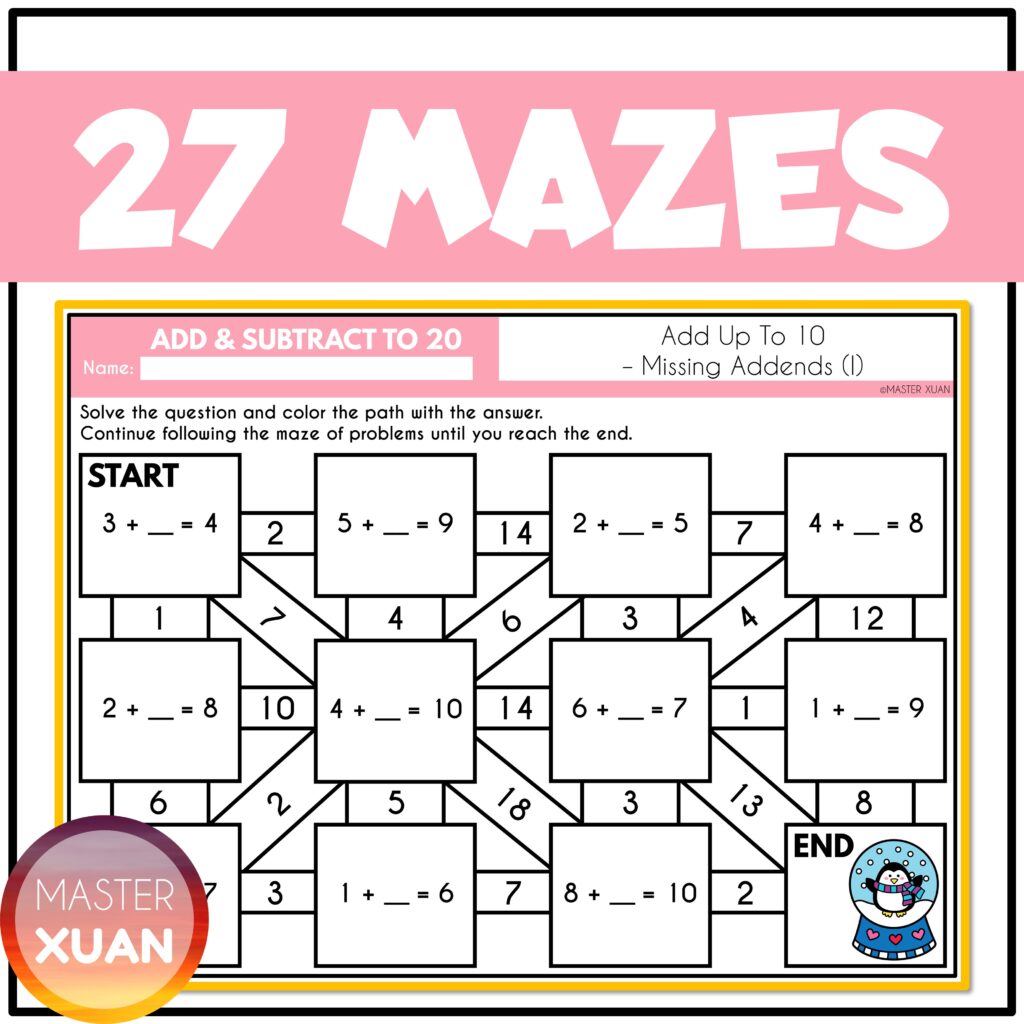 Addition math maze has great visual appeal that helps to capture students' attention.