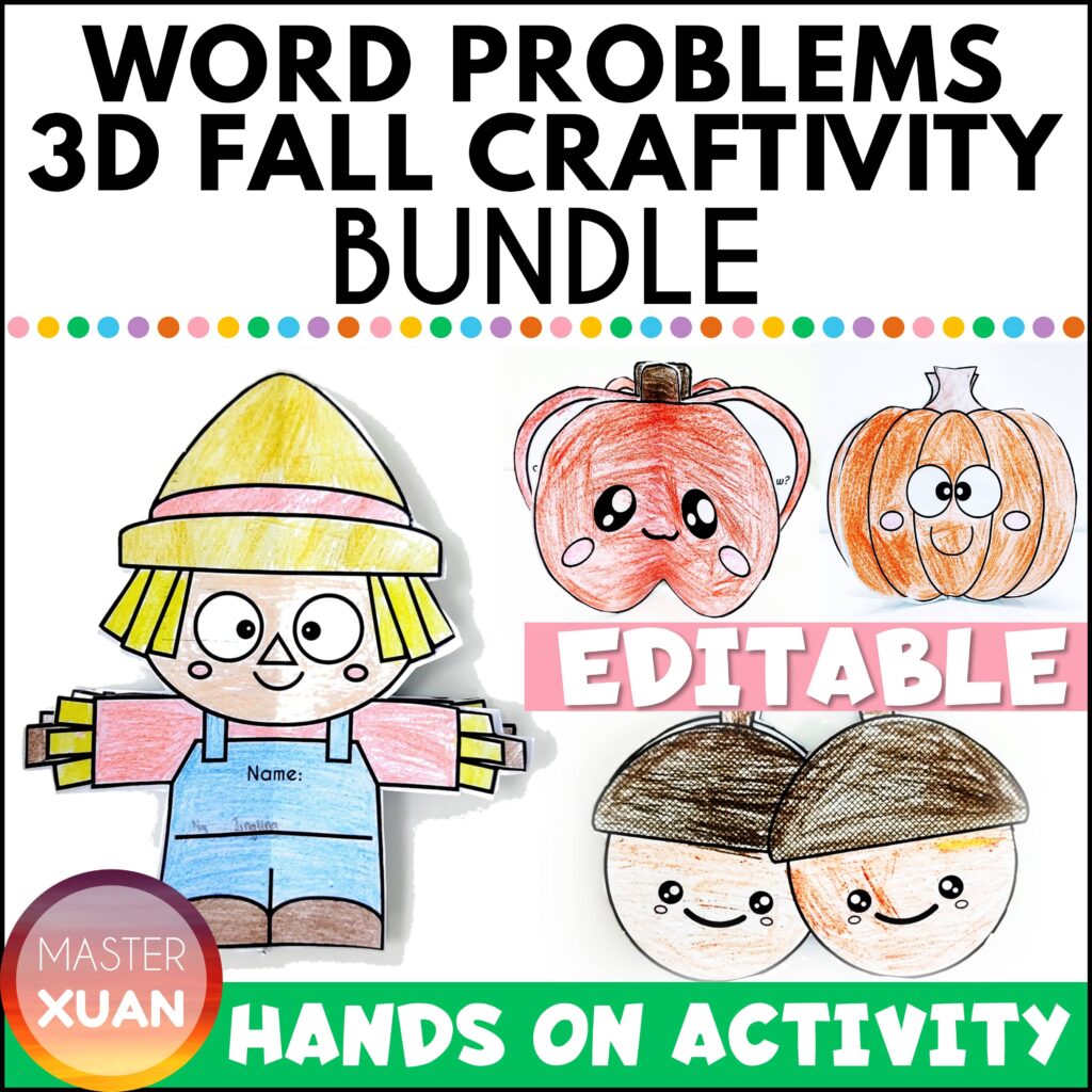 Word Problems 3D Autumn/Fall Craftivity Bundle